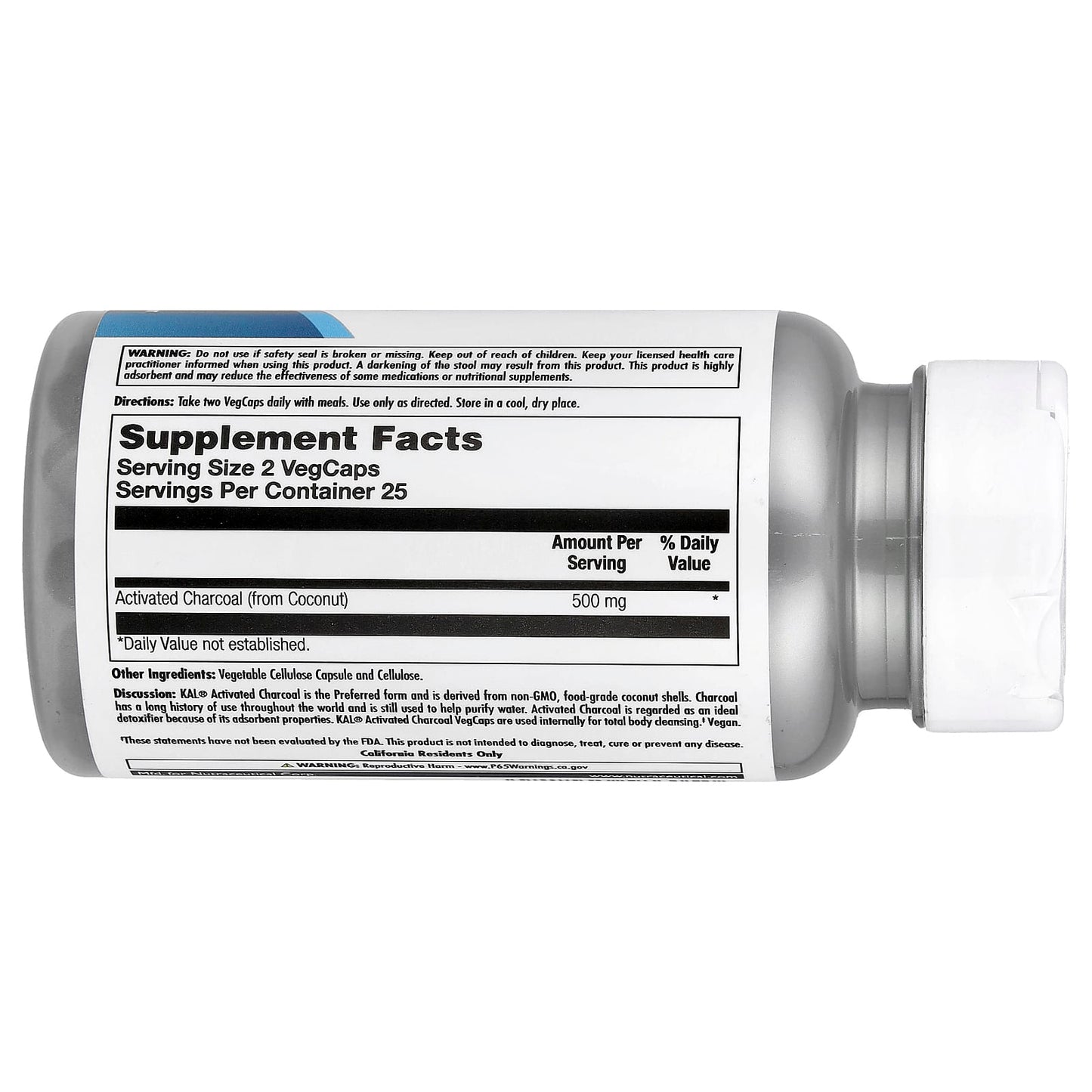 Activated Charcoal Detox Supplement by KAL (50 VegCaps, 250mg) - Image 2