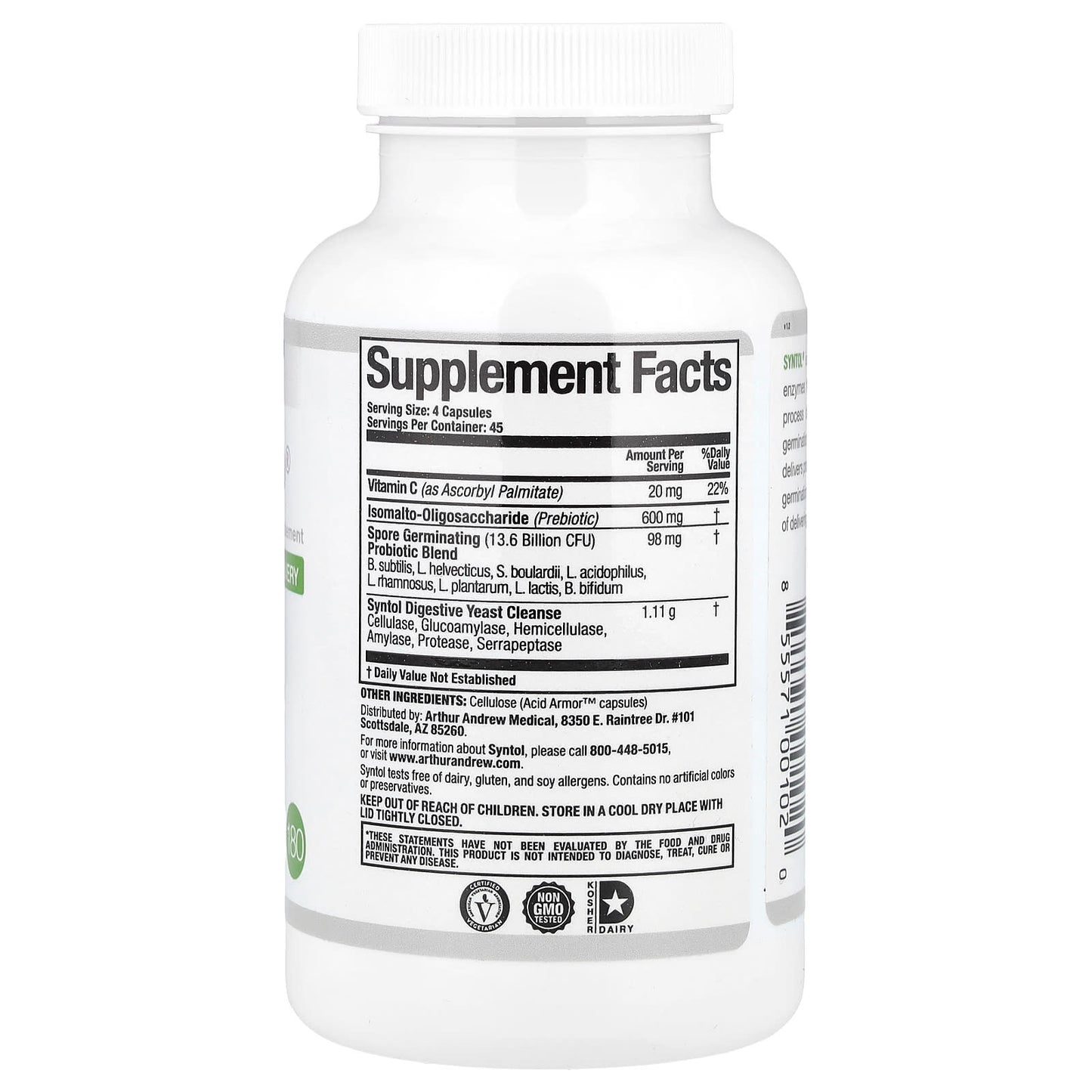 Arthur Andrew Medical Syntol AMD Advanced Microflora Delivery 180 Capsules - Image 2