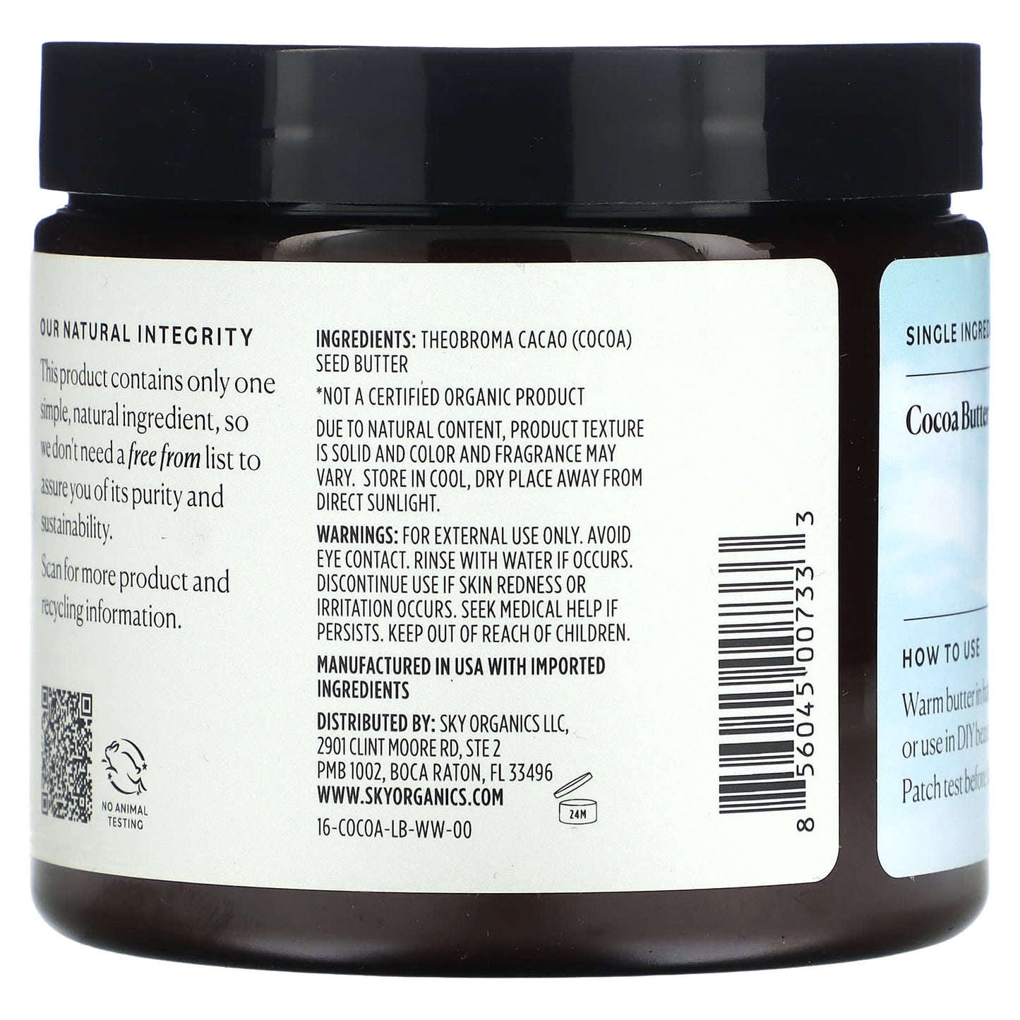 Sky Organics, Raw & Unrefined Cocoa Butter, 16 oz (454 g) - Image 2