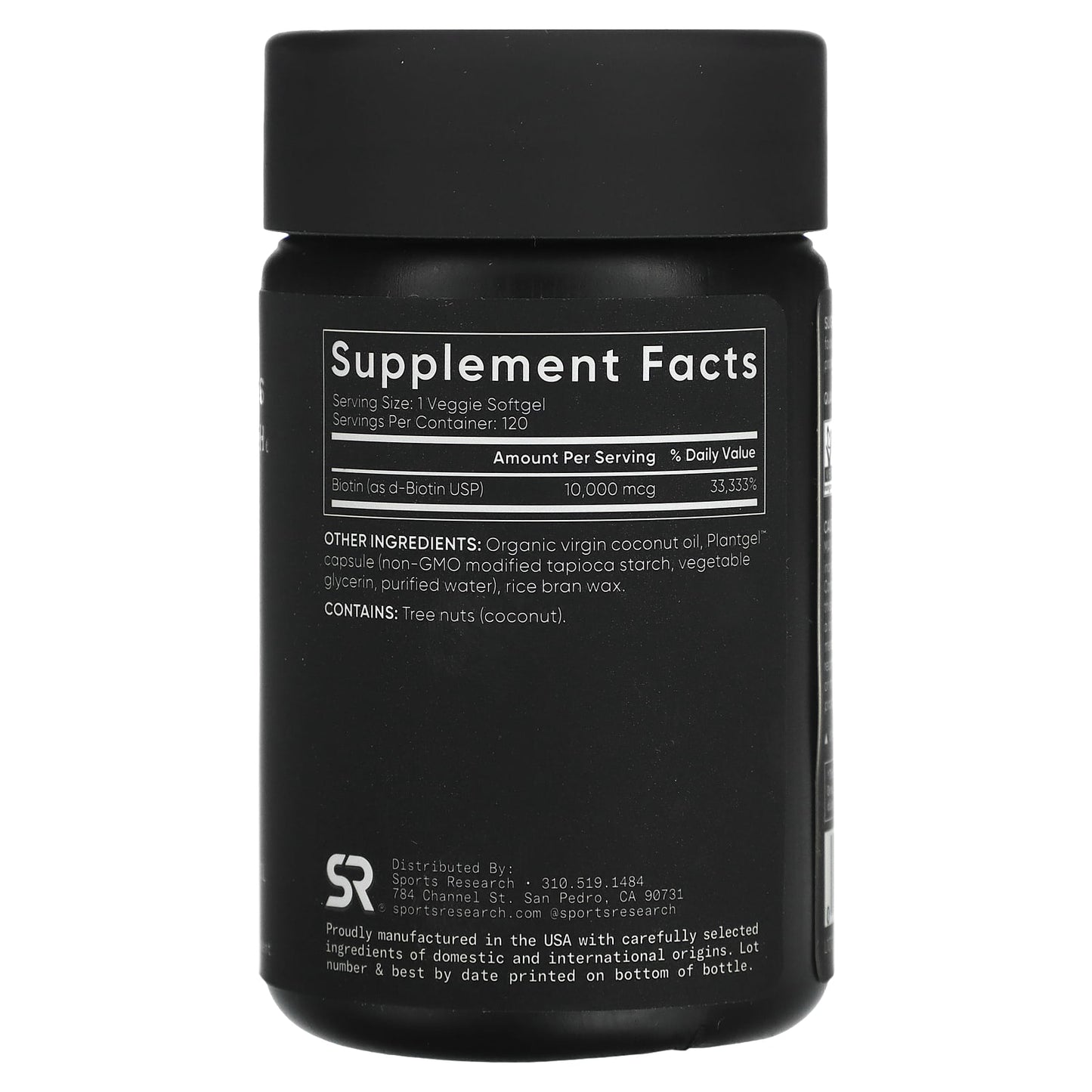 Sports Research, Biotin, Max Strength, 10,000 mcg, 120 Veggie Softgels - Image 2