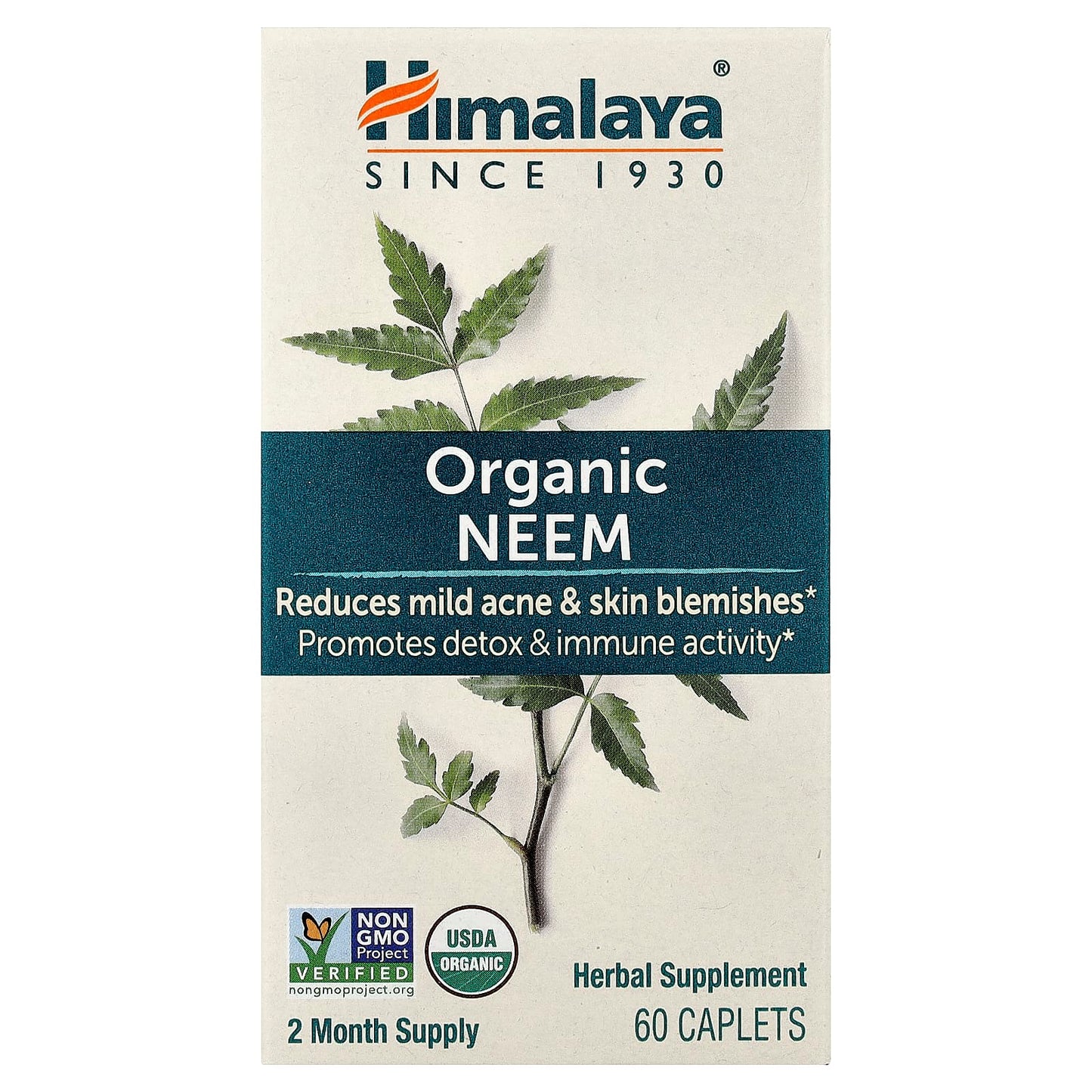 Himalaya Organic Neem 60 Caplets for Detox & Immune Support - Image 1