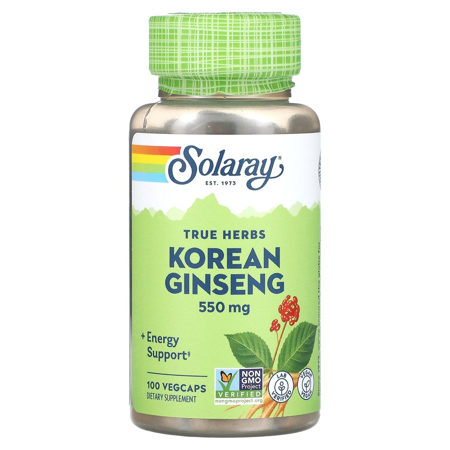 Solaray, True Herbs, Korean Ginseng, 550 mg, 100 VegCaps - Image 1