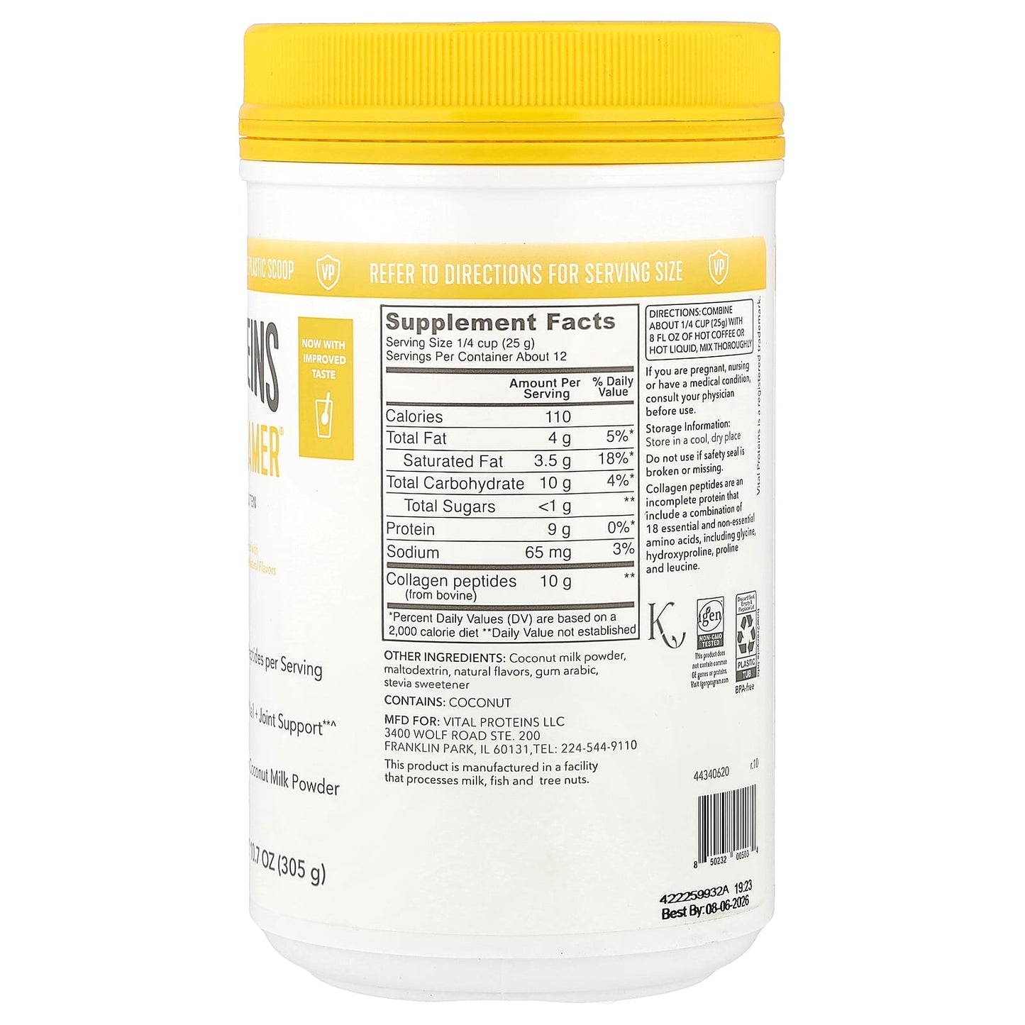 Vital Proteins, Collagen Creamer®, Vanilla, 10.7 oz (305 g) - Image 2