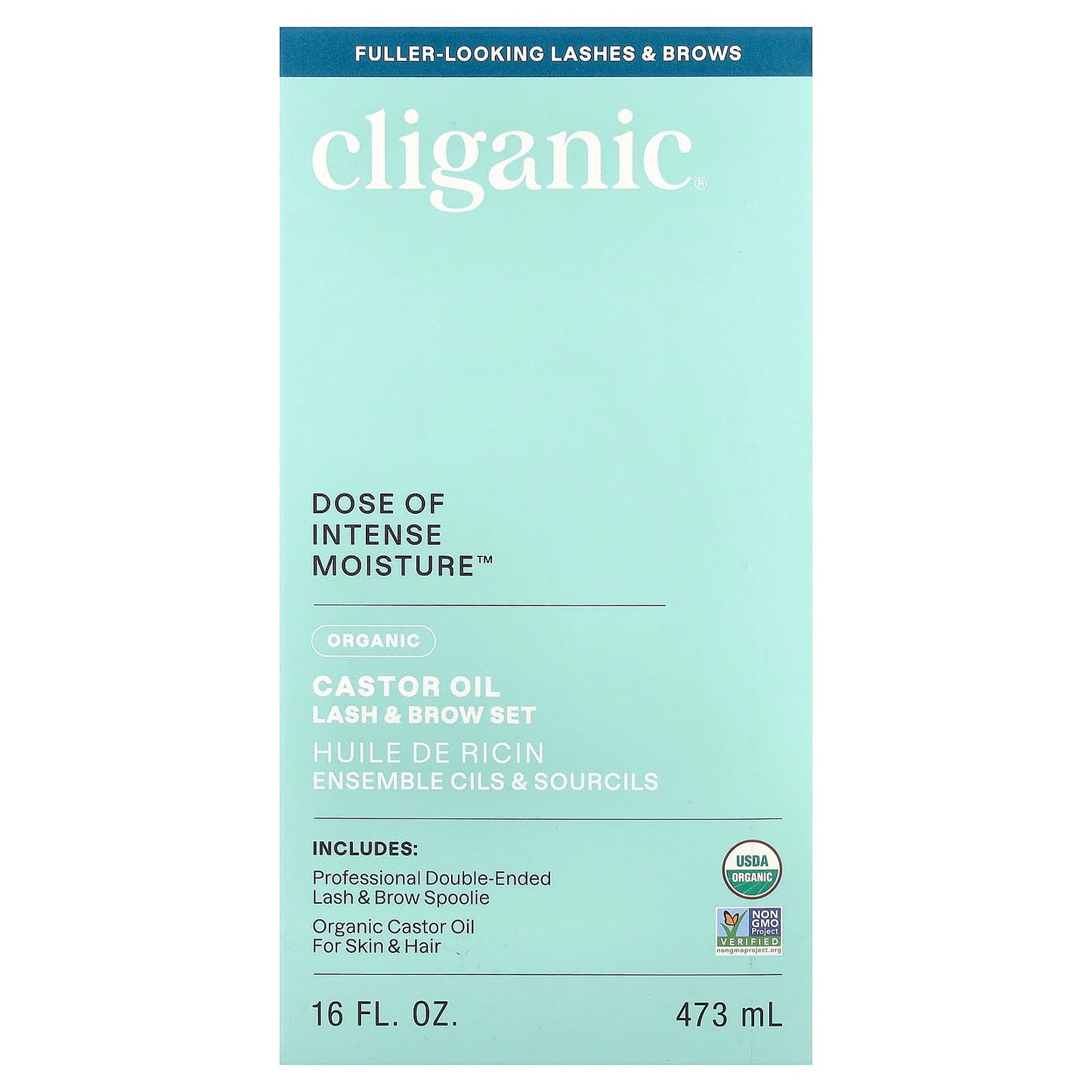 Cliganic USDA Organic Castor Oil Lash & Brow Set - 16 fl oz - Image 2