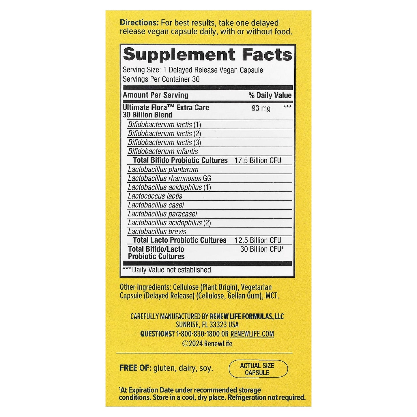 Renew Life, Extra Care Ultimate Flora™ Probiotic , 30 Billion CFU, 30 Delayed Release Vegan Capsules - Image 2