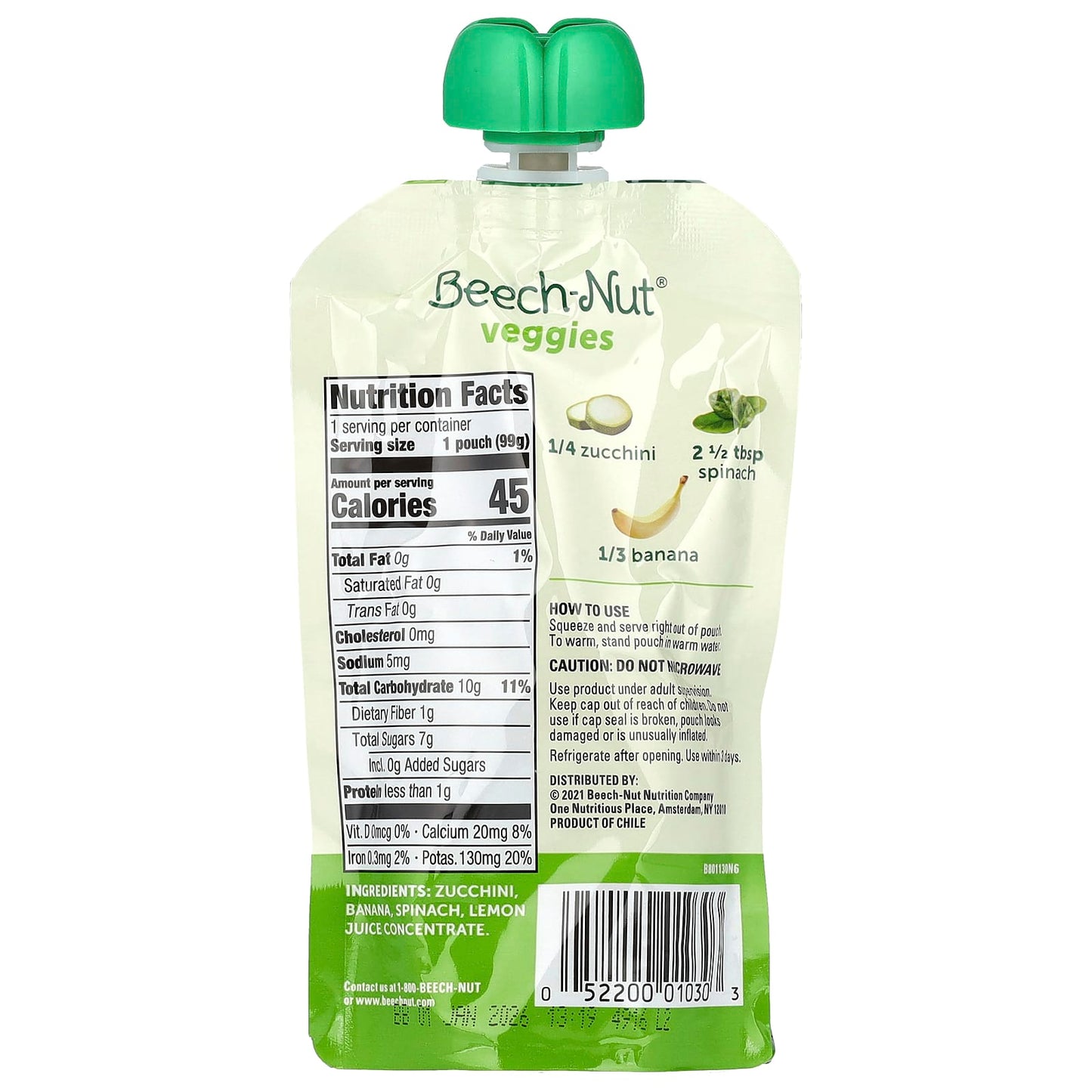 Beech-Nut Stage 2 Veggies Pouches for Babies 6+ Months - Image 2
