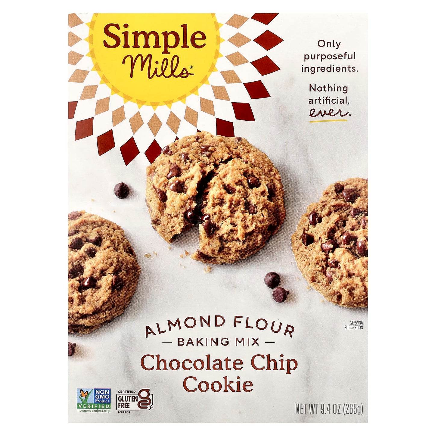 Simple Mills, Almond Flour Baking Mix, Chocolate Chip Cookie, 9.4 oz (265 g) - Image 1