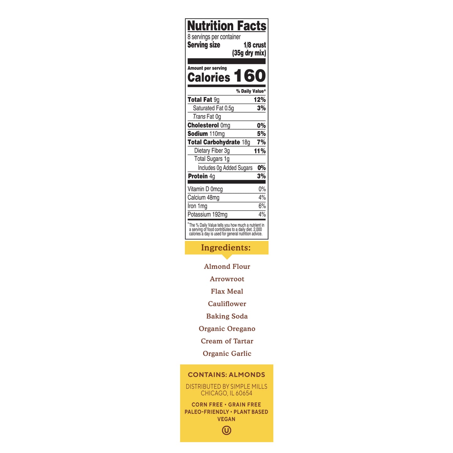 Simple Mills, Almond Flour Baking Mix, Pizza Dough, 9.8 oz (277 g) - Image 2