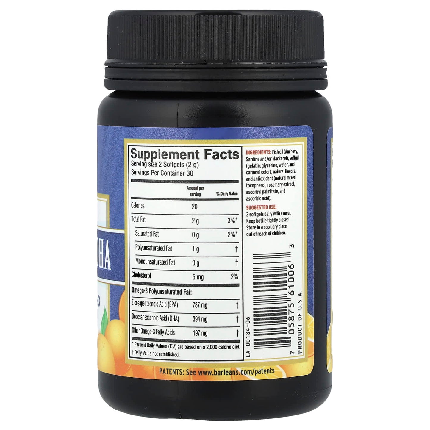 Barlean's, Fresh Catch®, Ultra EPA/DHA Fish Oil, Orange, 1,300 mg, 60 Softgels (650 mg per Softgel)