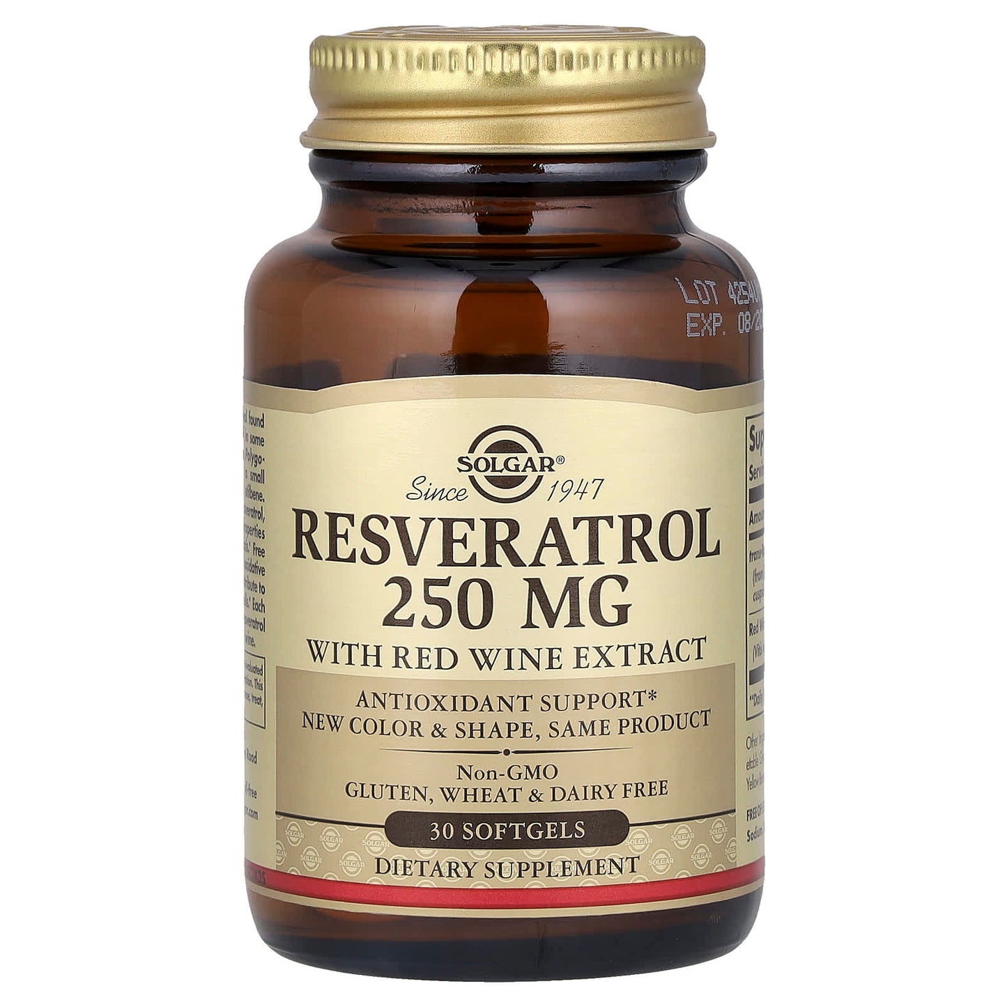 Solgar, Resveratrol With Red Wine Extract, 30 Softgels - Image 1