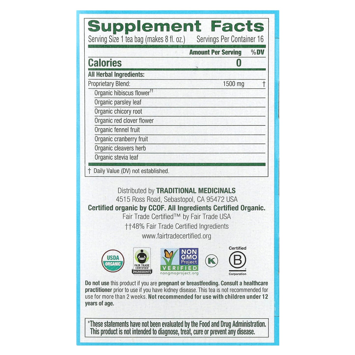 Traditional Medicinals, Organic Weightless®, Cranberry, Caffeine Free, 16 Wrapped Tea Bags, 0.85 oz (24 g) - Image 2
