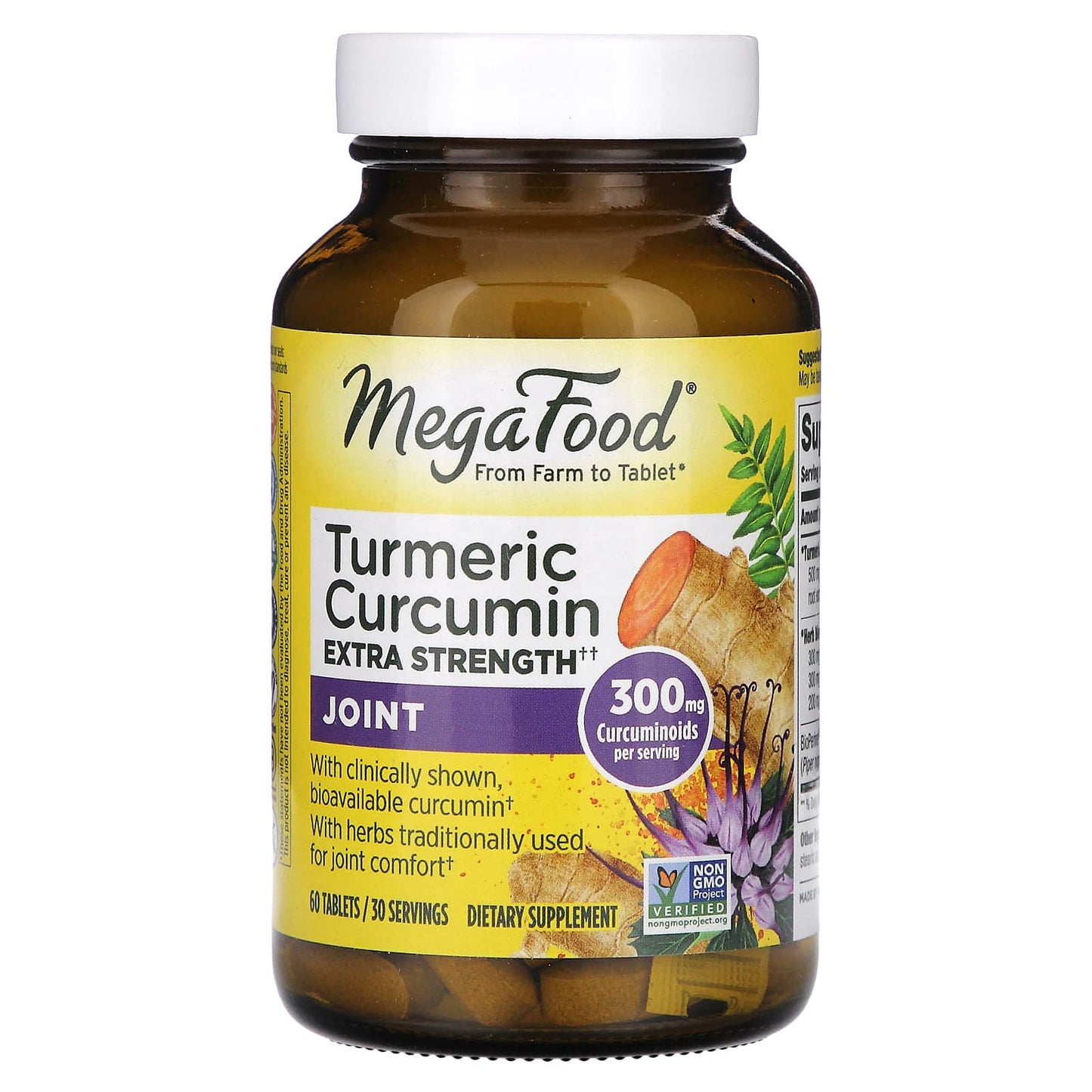 MegaFood, Turmeric Curcumin, Extra Strength, Joint, 60 Tablets - Image 1