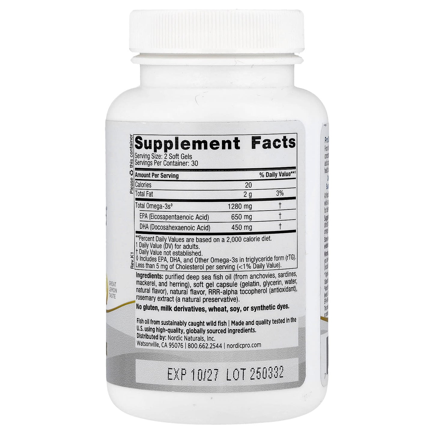 Nordic Naturals, ProOmega®, Lemon, 60 Soft Gels (640 mg per Soft Gel) - Image 2