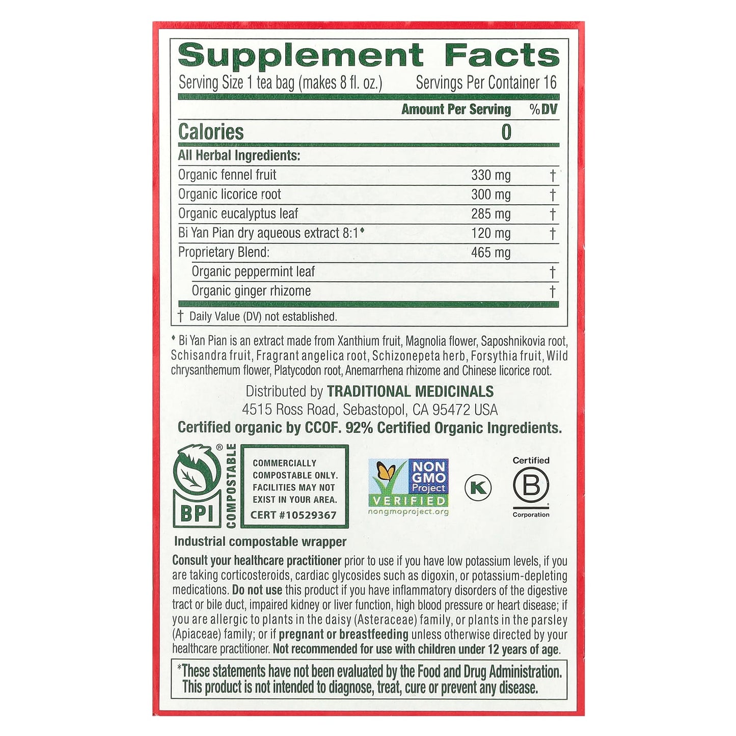 Traditional Medicinals, Breathe Easy®, Eucalyptus Mint, Caffeine Free, 16 Wrapped Tea Bags, 0.85 oz (24 g) - Image 2