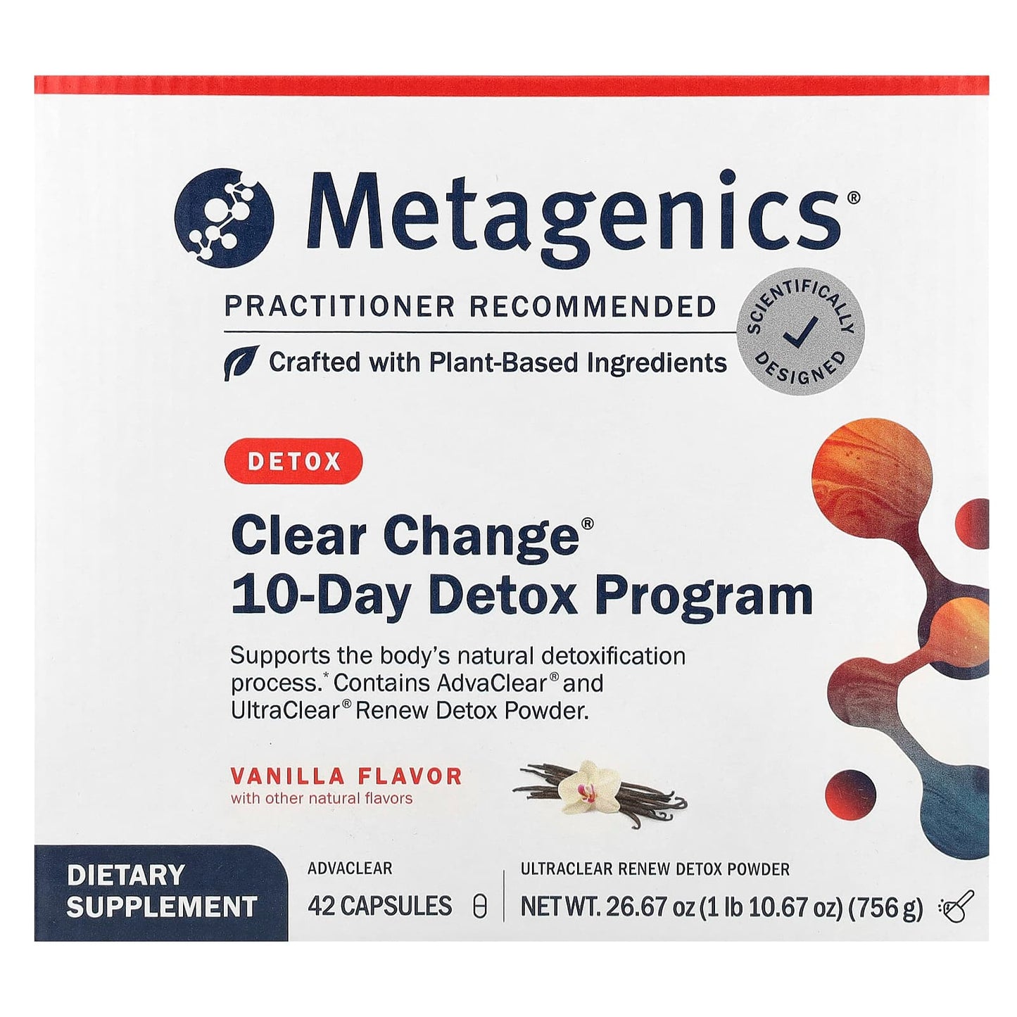 Metagenics, Clear Change®, 10-Day Detox Program, Vanilla, 4 Piece Set - Image 1