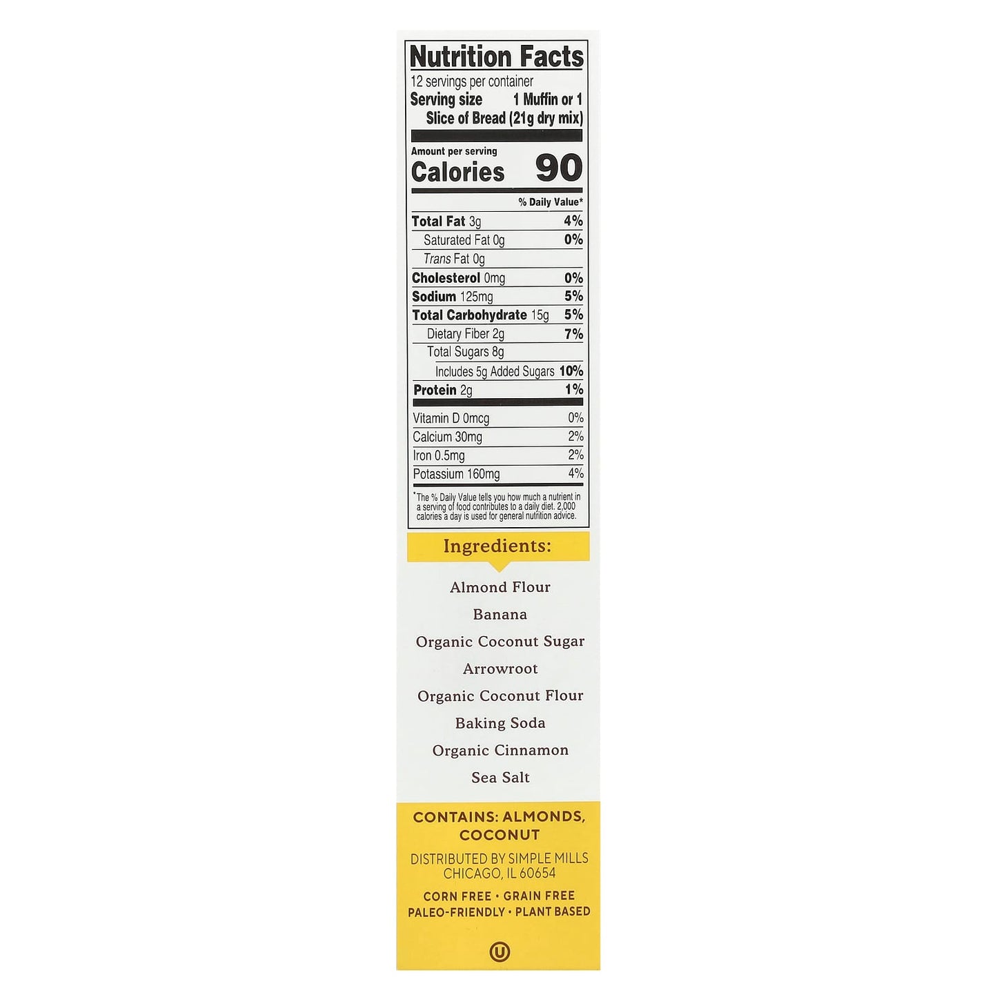 Simple Mills, Almond Flour Baking Mix, Banana Muffin & Bread, 9 oz (255 g) - Image 2