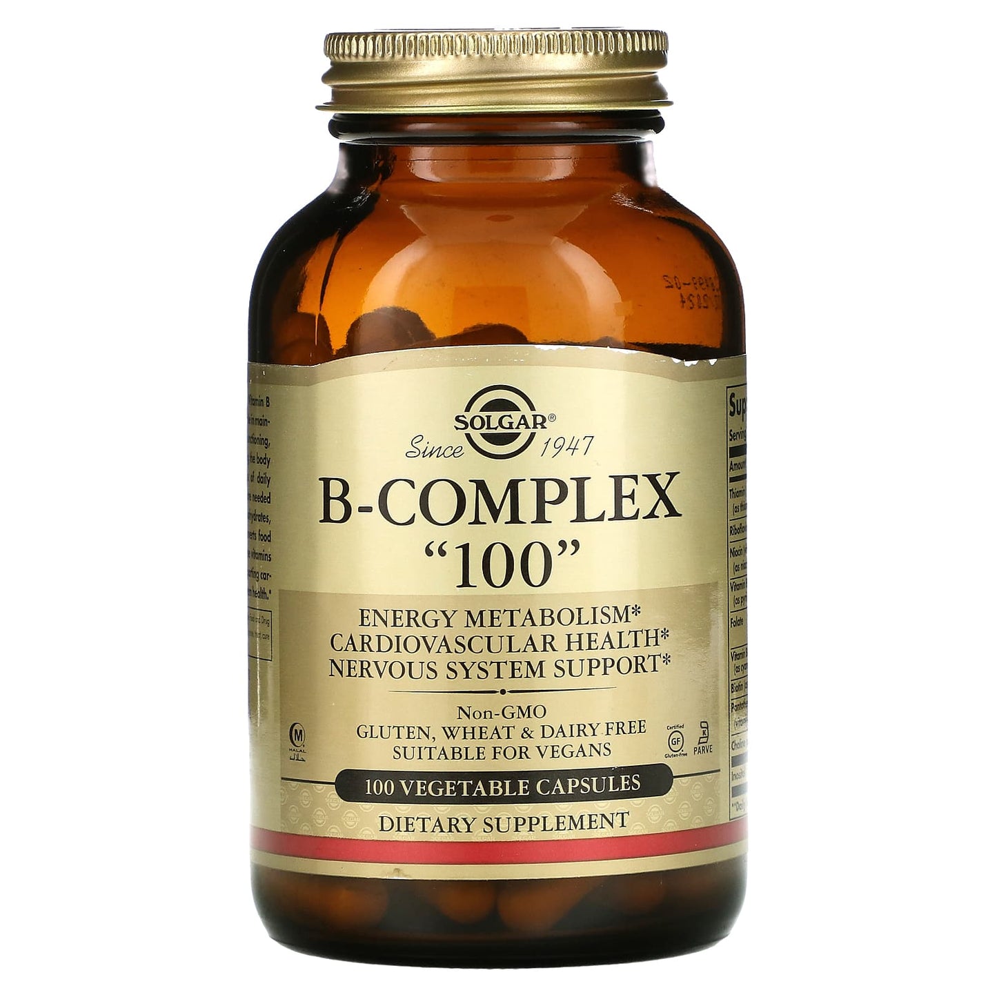 Solgar, B-Complex "100", 100 Vegetable Capsules - Image 1
