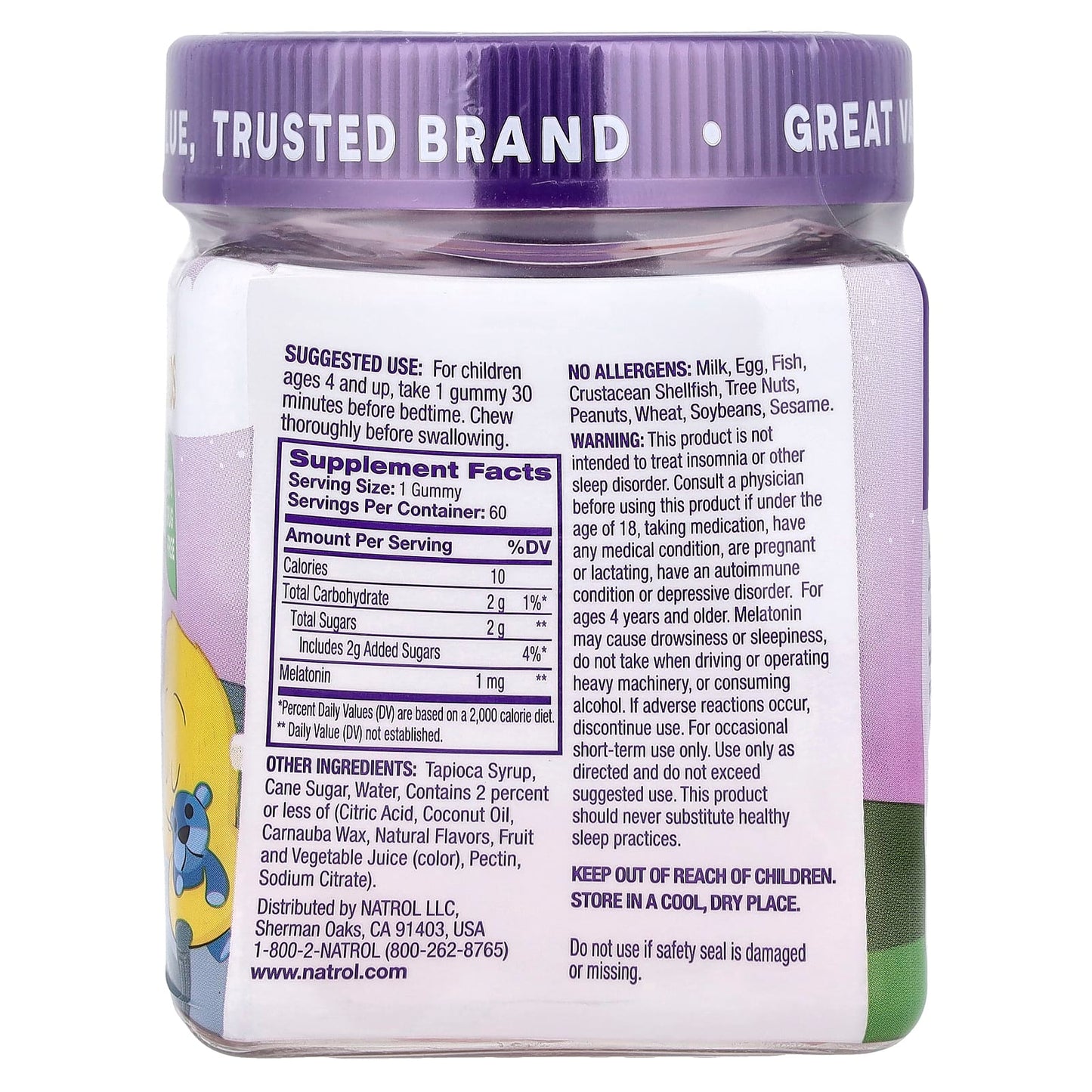 Natrol, Kids, Melatonin Gummies, Ages 4+, Raspberry, 1 mg, 60 Gummies - Image 2
