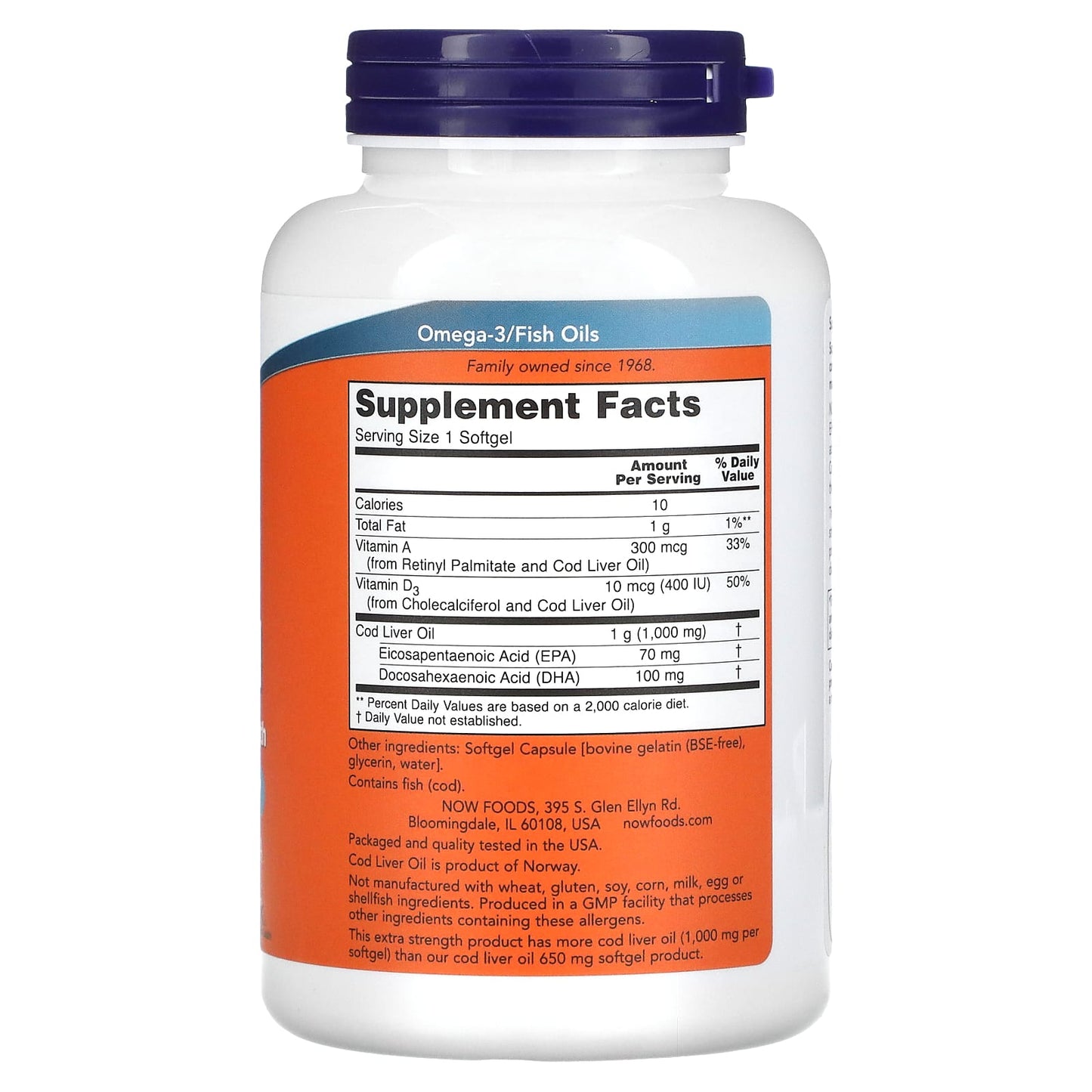 NOW Foods, Cod Liver Oil, 1,000 mg, 180 Softgels - Image 2