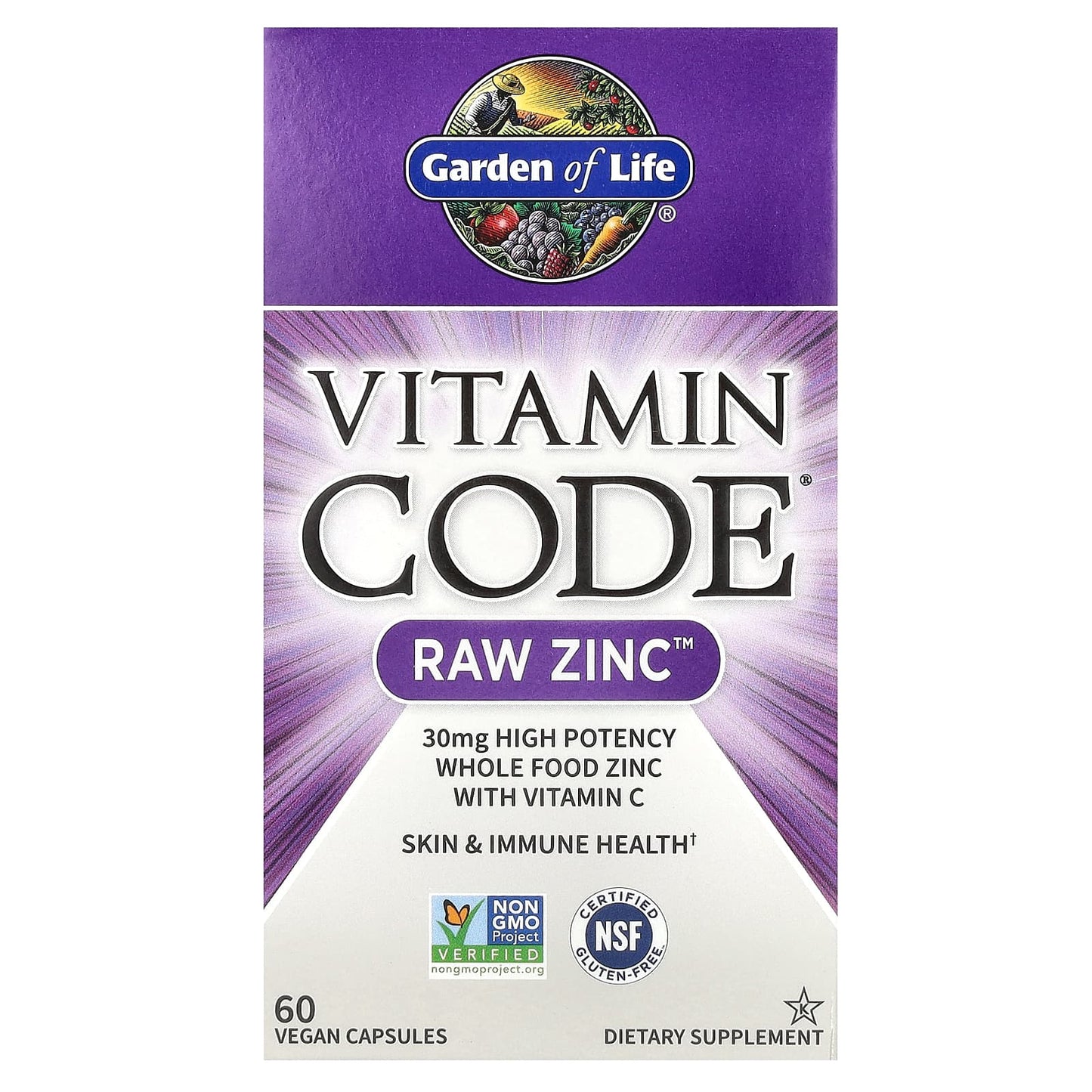 Vitamin Code RAW Zinc 30mg with 60 Vegan Capsules, Non-GMO - Image 1