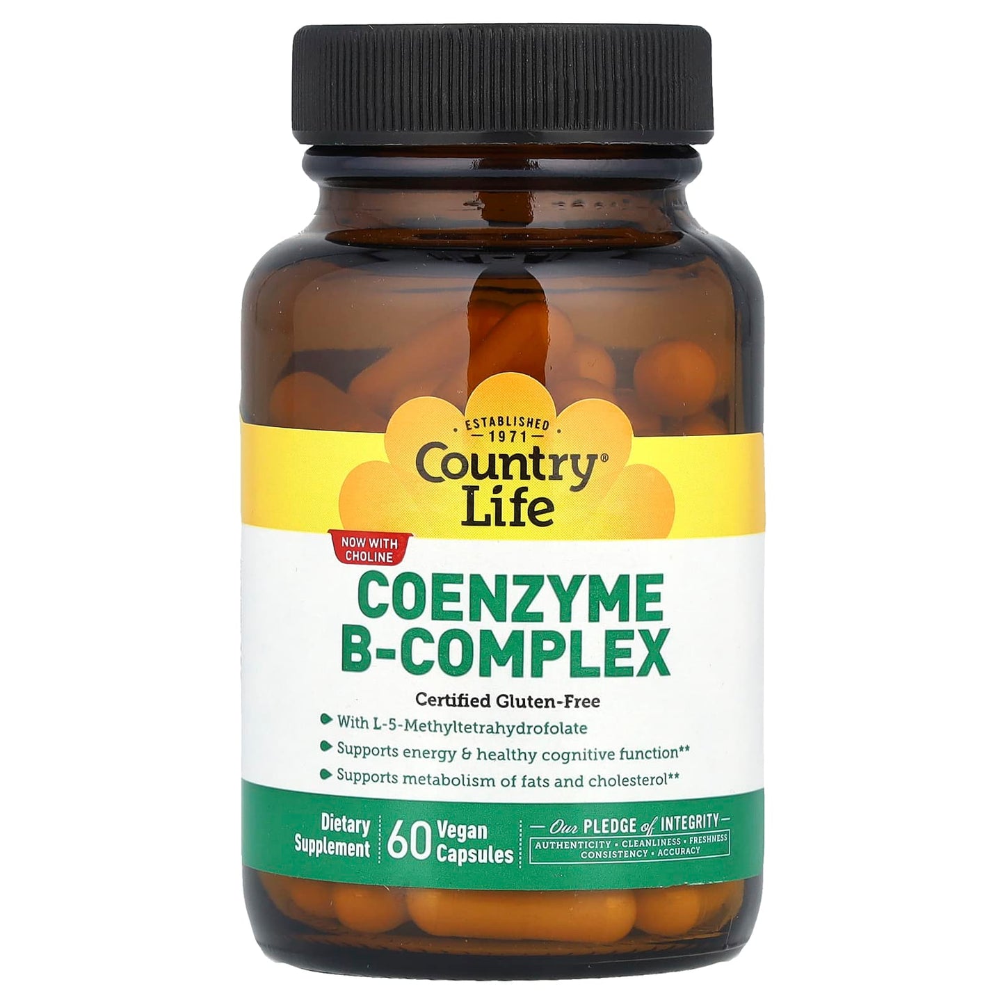 Country Life Coenzyme B-Complex 60 Vegan Capsules Supplement - Image 1