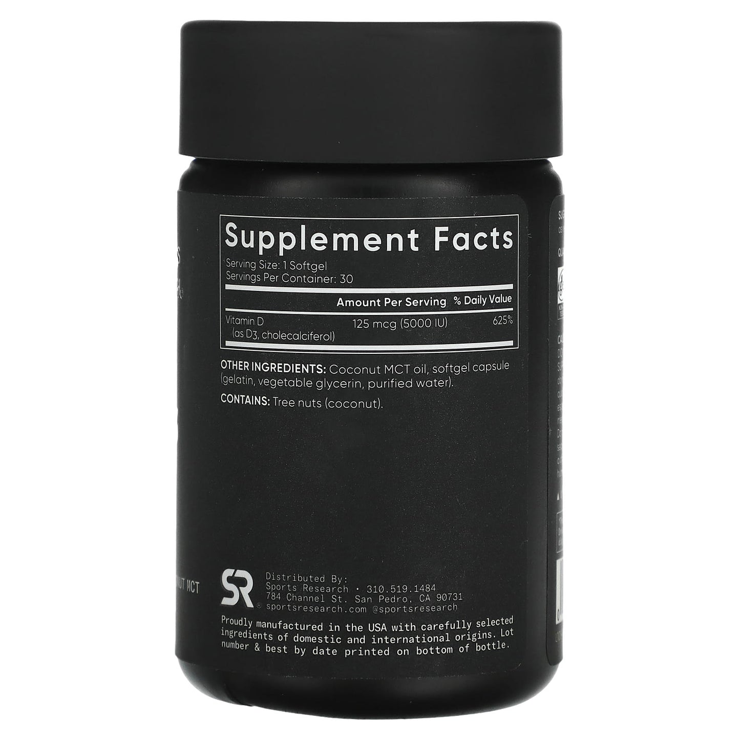 Sports Research, Vitamin D3, Extra Strength, 125 mcg (5,000 IU), 30 Softgels - Image 2