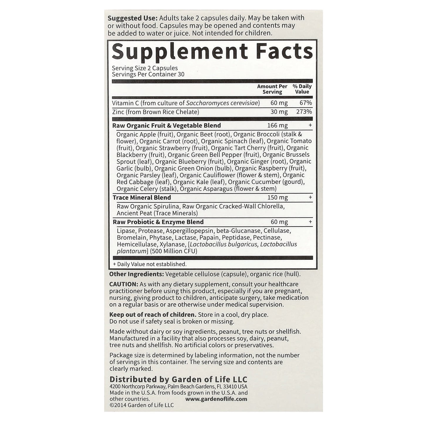 Vitamin Code RAW Zinc 30mg with 60 Vegan Capsules, Non-GMO - Image 2