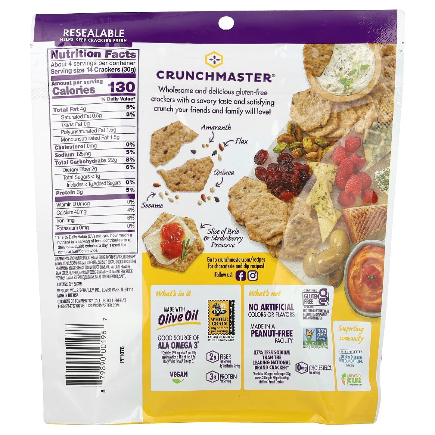 Crunchmaster Gluten-Free, Rosemary & Olive Oil Rice Crackers, 4 oz - Image 2