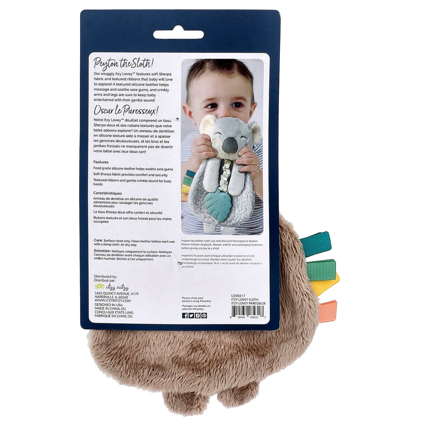 Soft Sloth Lovey with Teether for Baby's Gums - Image 2