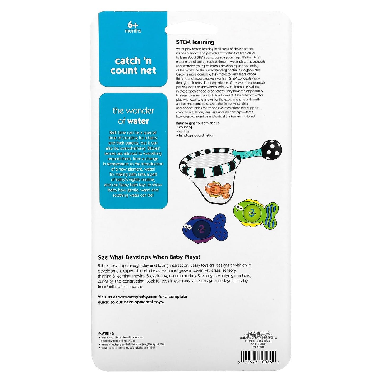 Sassy, Developmental Bath Toy, Catch 'n Count Net, 6 + Months, 4 Piece Set - Image 2