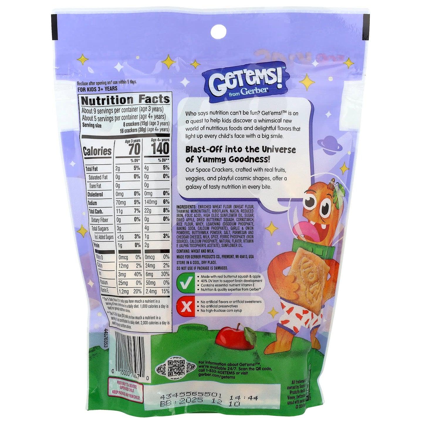 Gerber Space Crackers for Kids 3+, Parmesan, 5 oz (142g) - Image 2