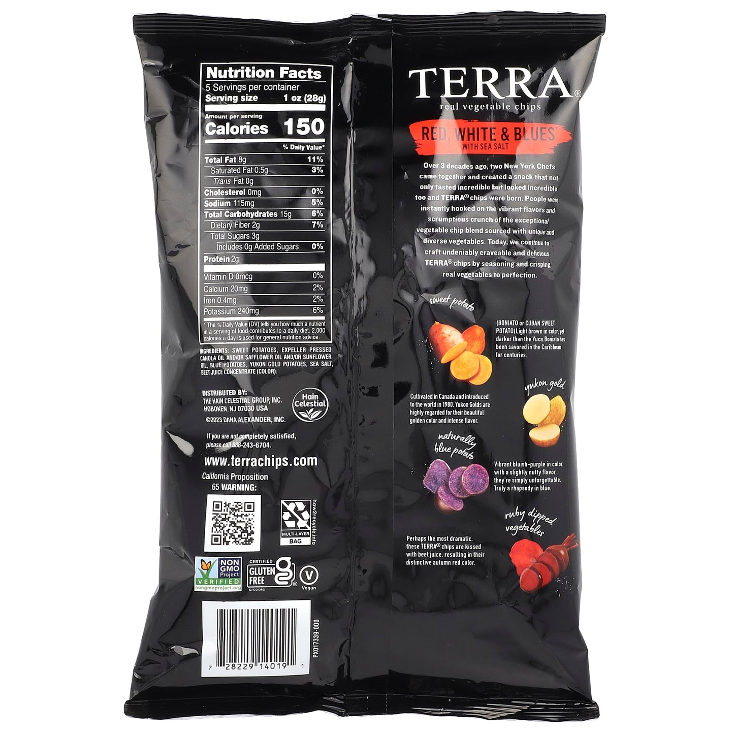 Terra, Real Vegetable Chips, Red, White & Blues with Sea Salt, 5 oz (141 g) - Image 2