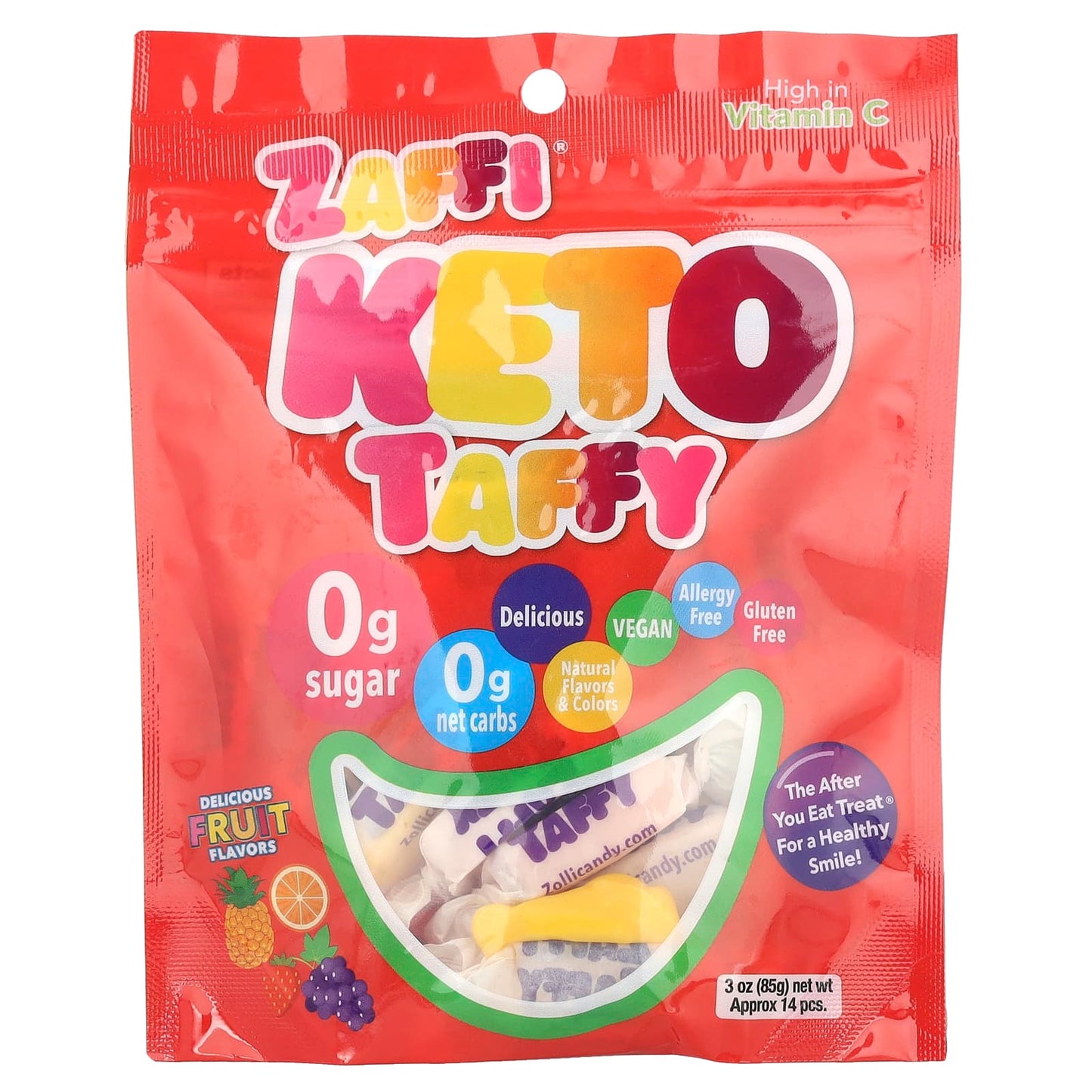 Zollipops, Zaffi®, Keto Taffy, Fruit, 3 oz (85 g) - Image 1