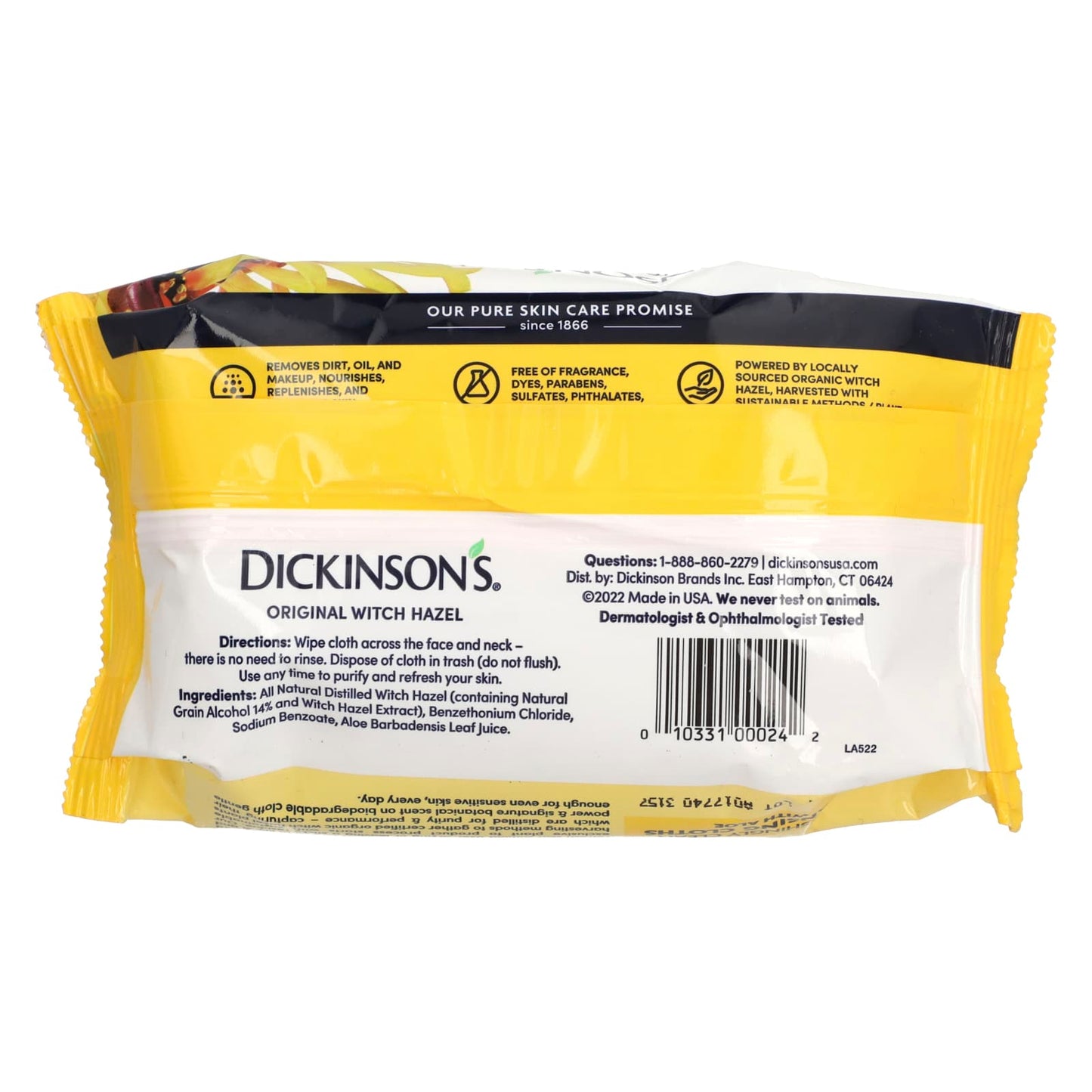 Dickinson Brands, Original Witch Hazel, Refreshingly Clean Cleansing Cloths, Fragrance Free , 25 Cloths - Image 2