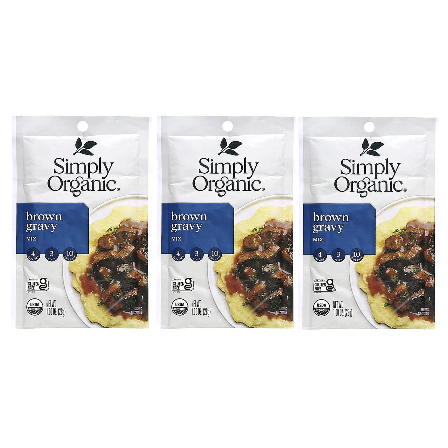 Simply Organic, Brown Gravy Mix, 3 Pack, 1 oz (28 g) Each - Image 1