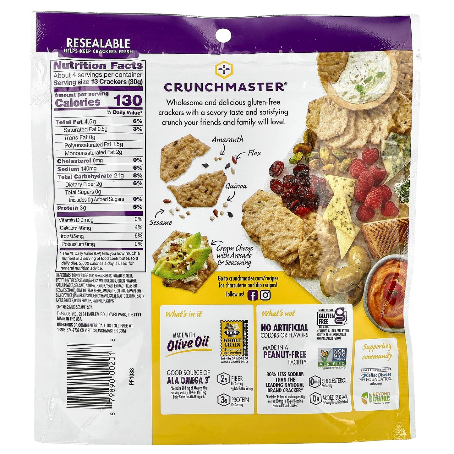 Crunchmaster, Multi-Seed, Crunchy Baked Rice Crackers, Ultimate Everything, 4 oz (113 g)