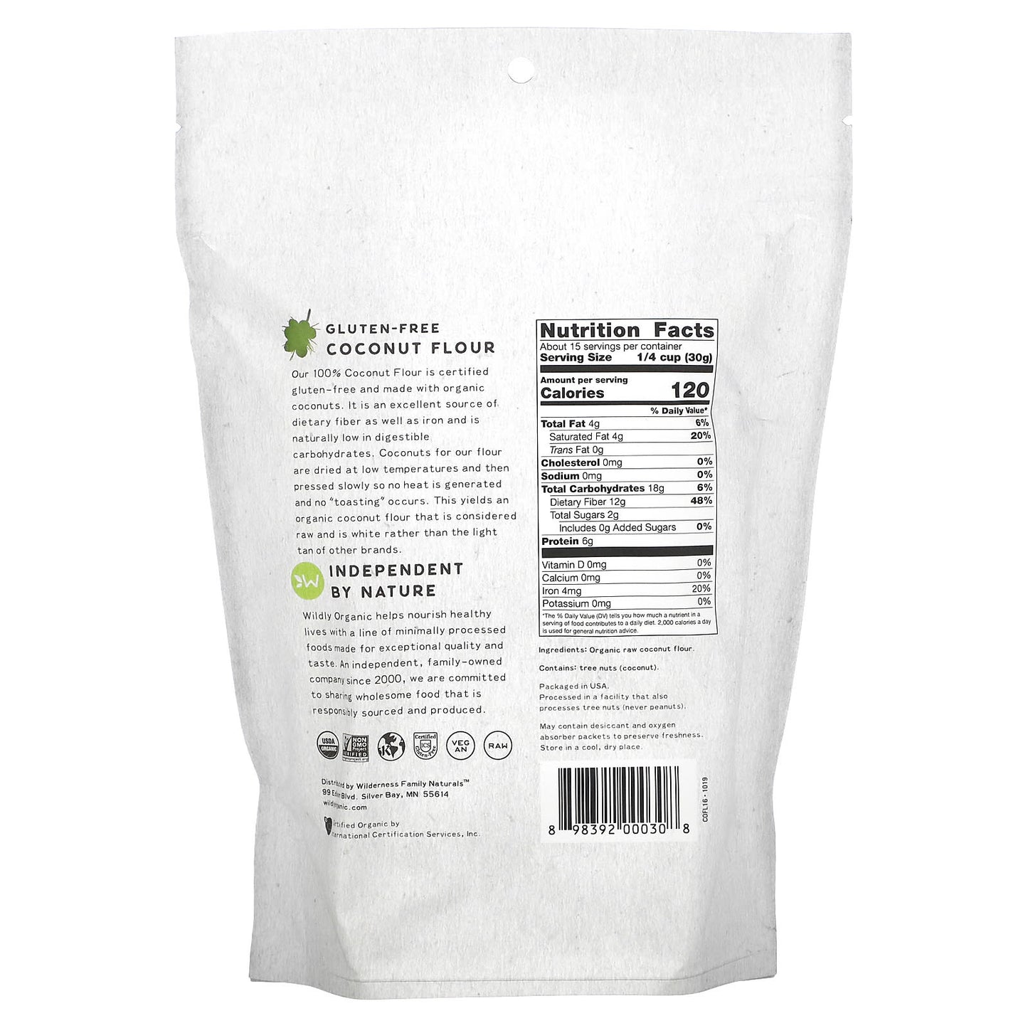 Wildly Organic, Gluten-Free Coconut Flour, 16 oz (454 g) - Image 2