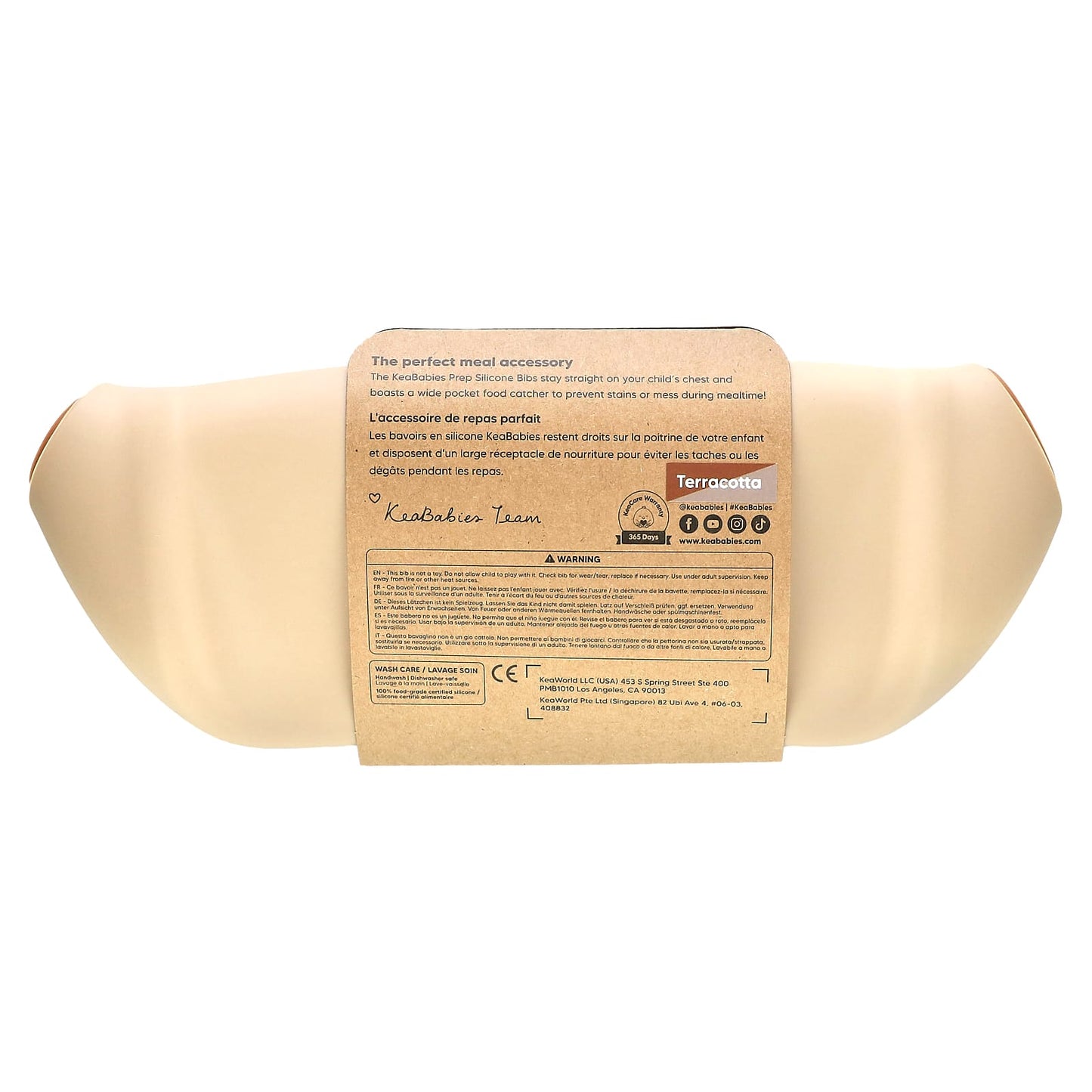 KeaBabies, Prep Silicone Bibs, 6-36 Months, Terracotta, 2 Pack - Image 2