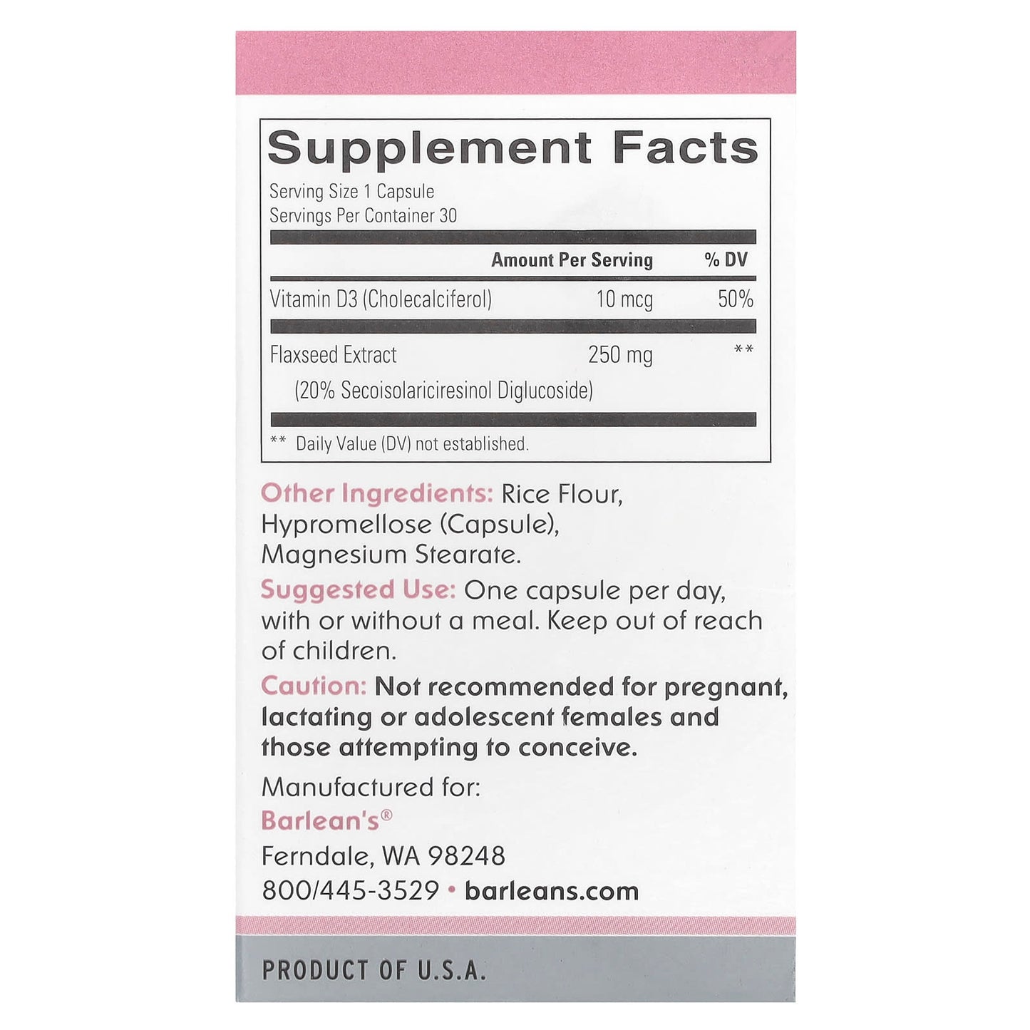 Barlean's Brevail Plant Lignan Extract, 30 Capsules for Breast Health - Image 2