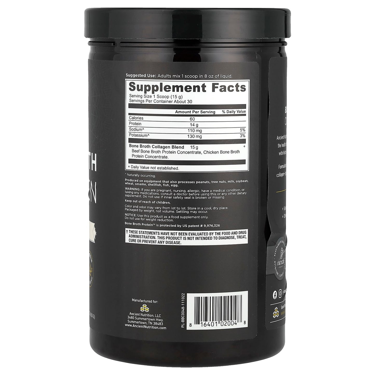 Collagen Superfood Powder by Ancient Nutrition - 15.9 oz (450g) - Image 2