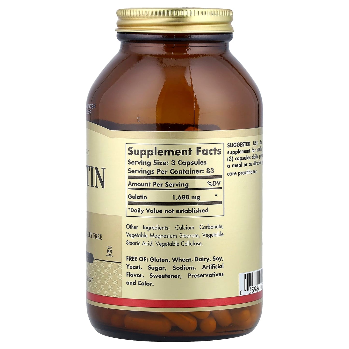Solgar, Gelatin, 250 Capsules (560 mg per Capsule) - Image 2