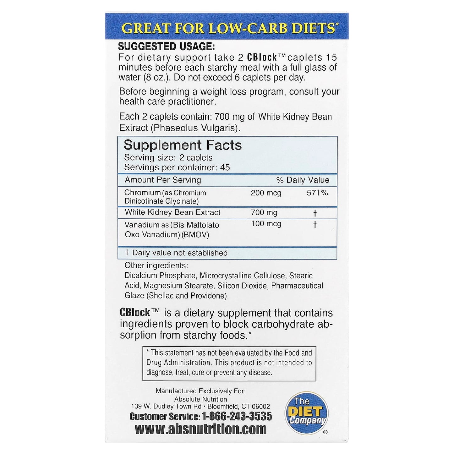 Carb Blocker Supplement for Low-Carb Diets - CBlock by Absolute Nutrition - Image 2