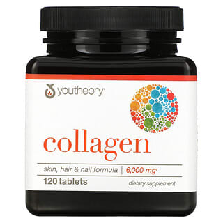 Youtheory Collagen Supplements, 120 Tablets for Skin, Hair, and Nail Health