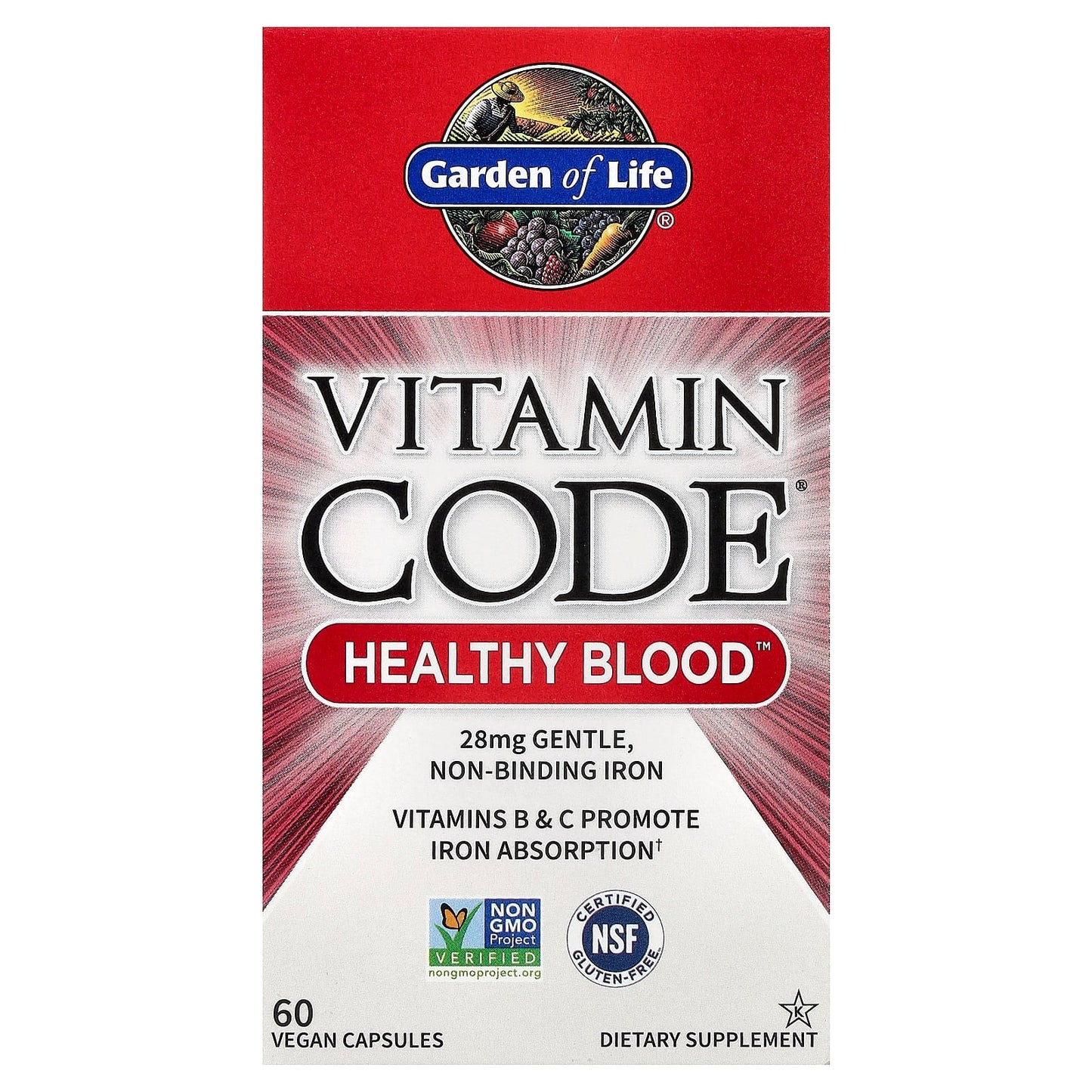 Garden of Life Vitamin Code Healthy Blood 60 Vegan Capsules - Image 1