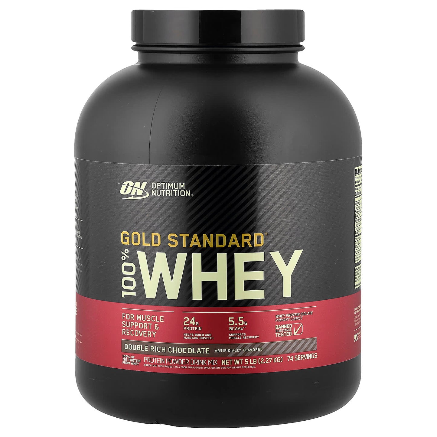 Optimum Nutrition, Gold Standard® 100% Whey, Double Rich Chocolate, 5 lb (2.27 kg) - Image 1