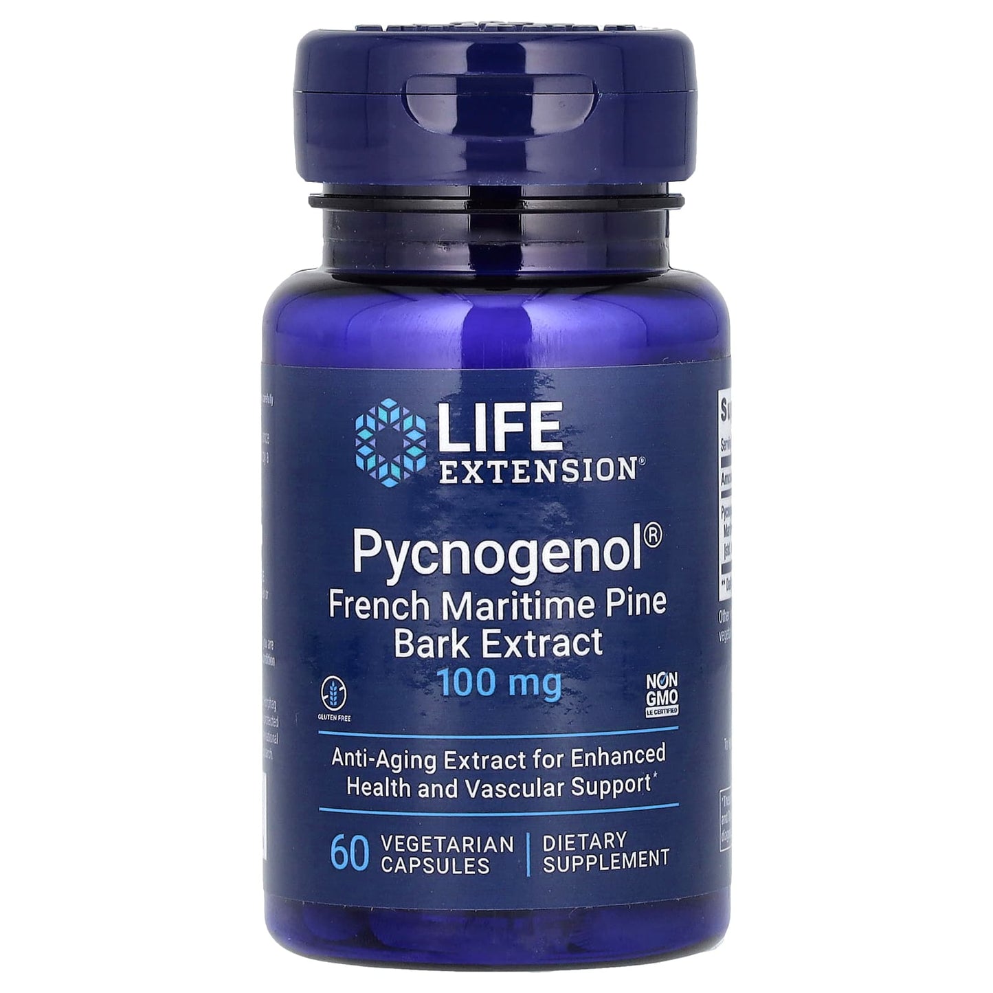 Life Extension, Pycnogenol, French Maritime Pine Bark Extract, 100 mg, 60 Vegetarian Capsules - Image 1
