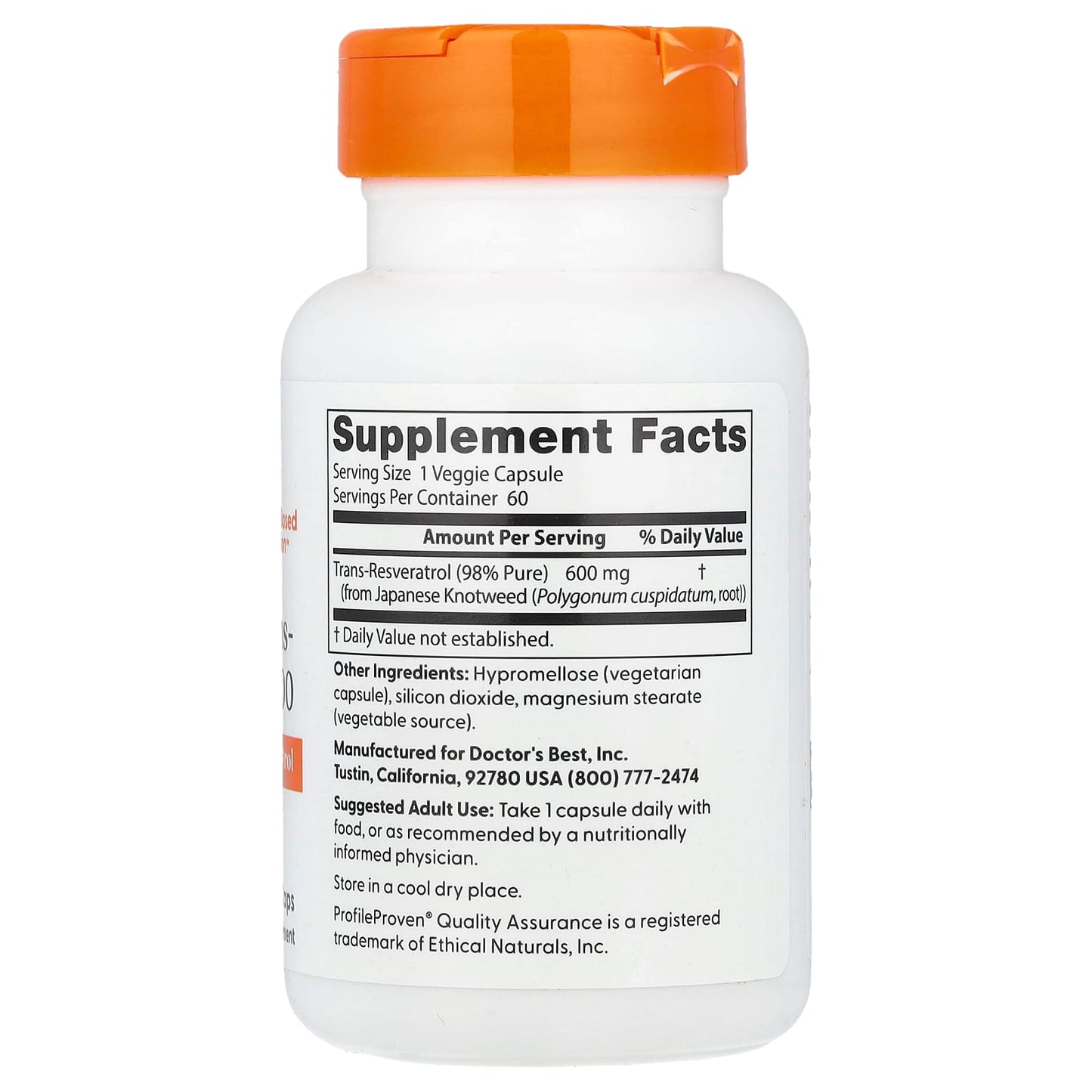 Trans-Resveratrol 600mg by Doctor's Best: Anti-Aging Dietary Supplement - Image 2