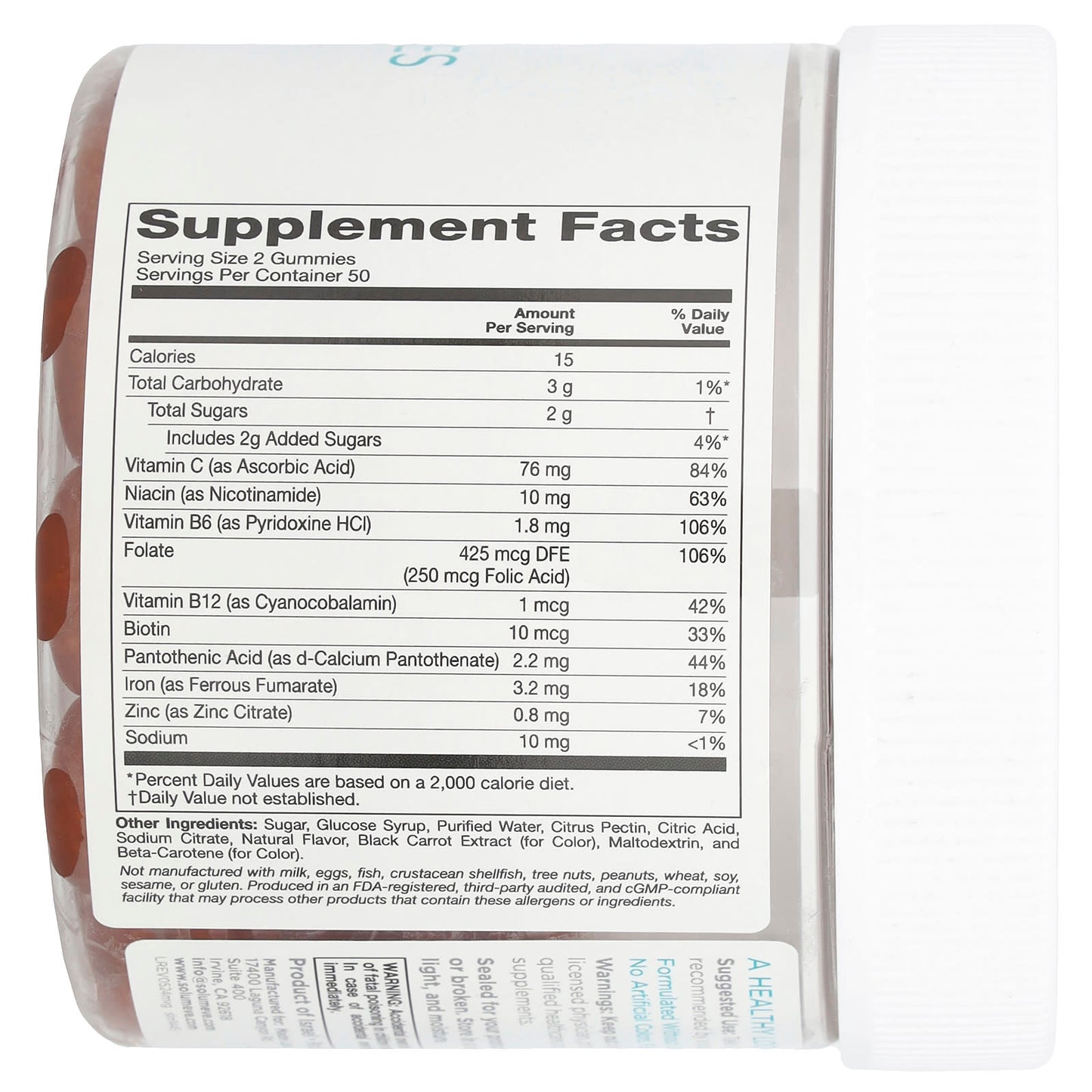 Solumeve, Multi-Vitamin Gummies with Iron, Gelatin Free, Grape, 100 Vegetarian Gummies - Image 2