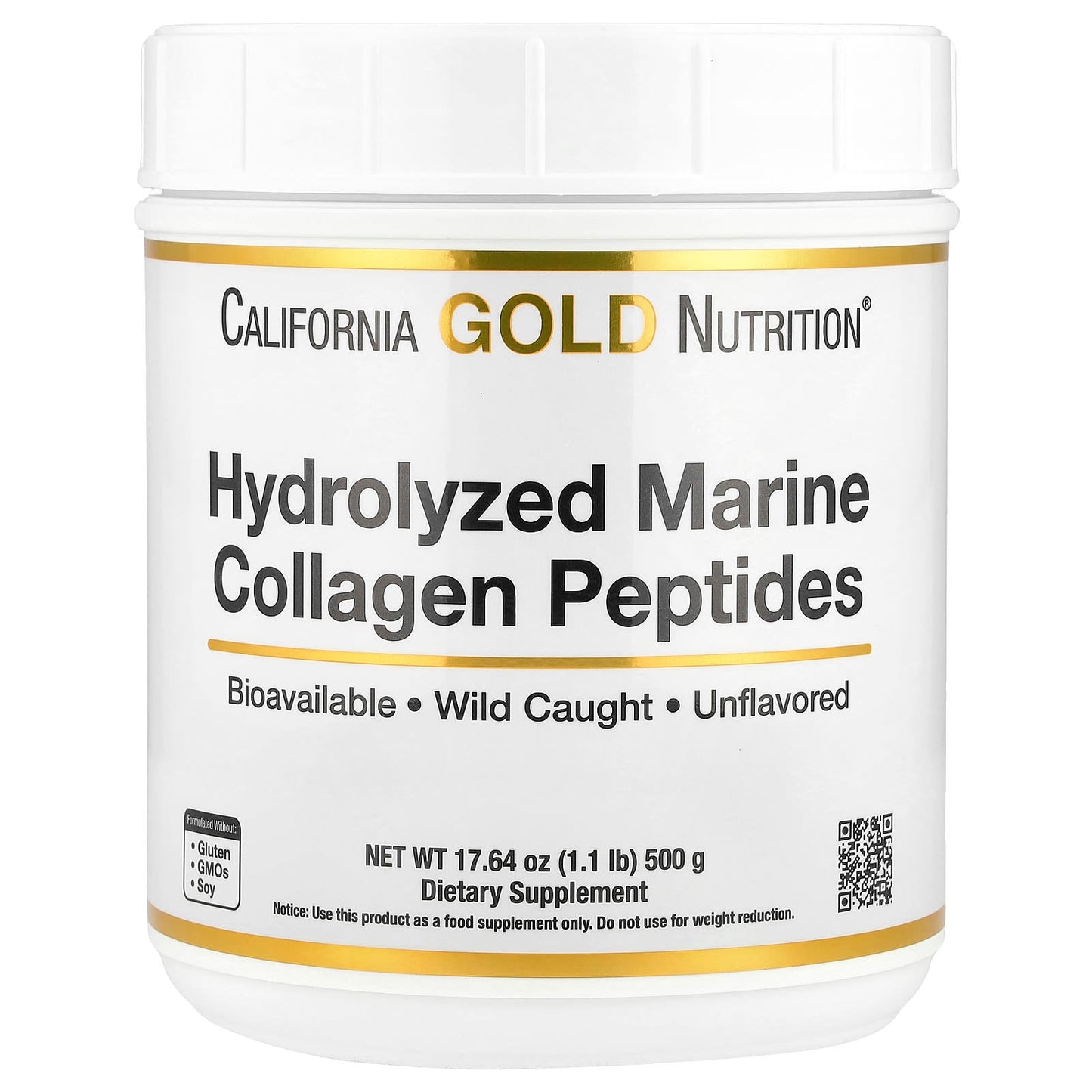 Hydrolyzed Marine Collagen Peptides for Healthy Hair, Skin & Joints - 1.1 lb - Image 1