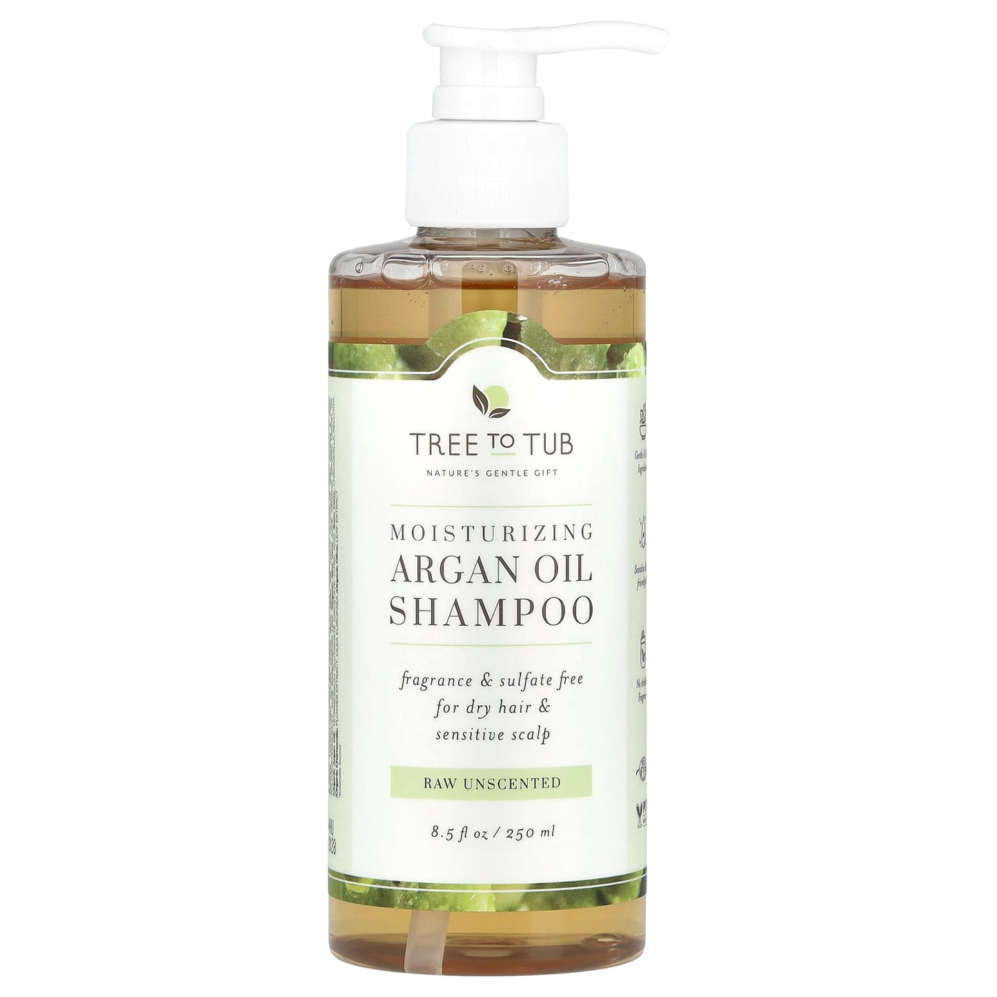 Tree To Tub, Moisturizing Argan Oil Shampoo, For Dry Hair & Sensitive Scalp, Raw Unscented , 8.5 fl oz (250 ml) - Image 1